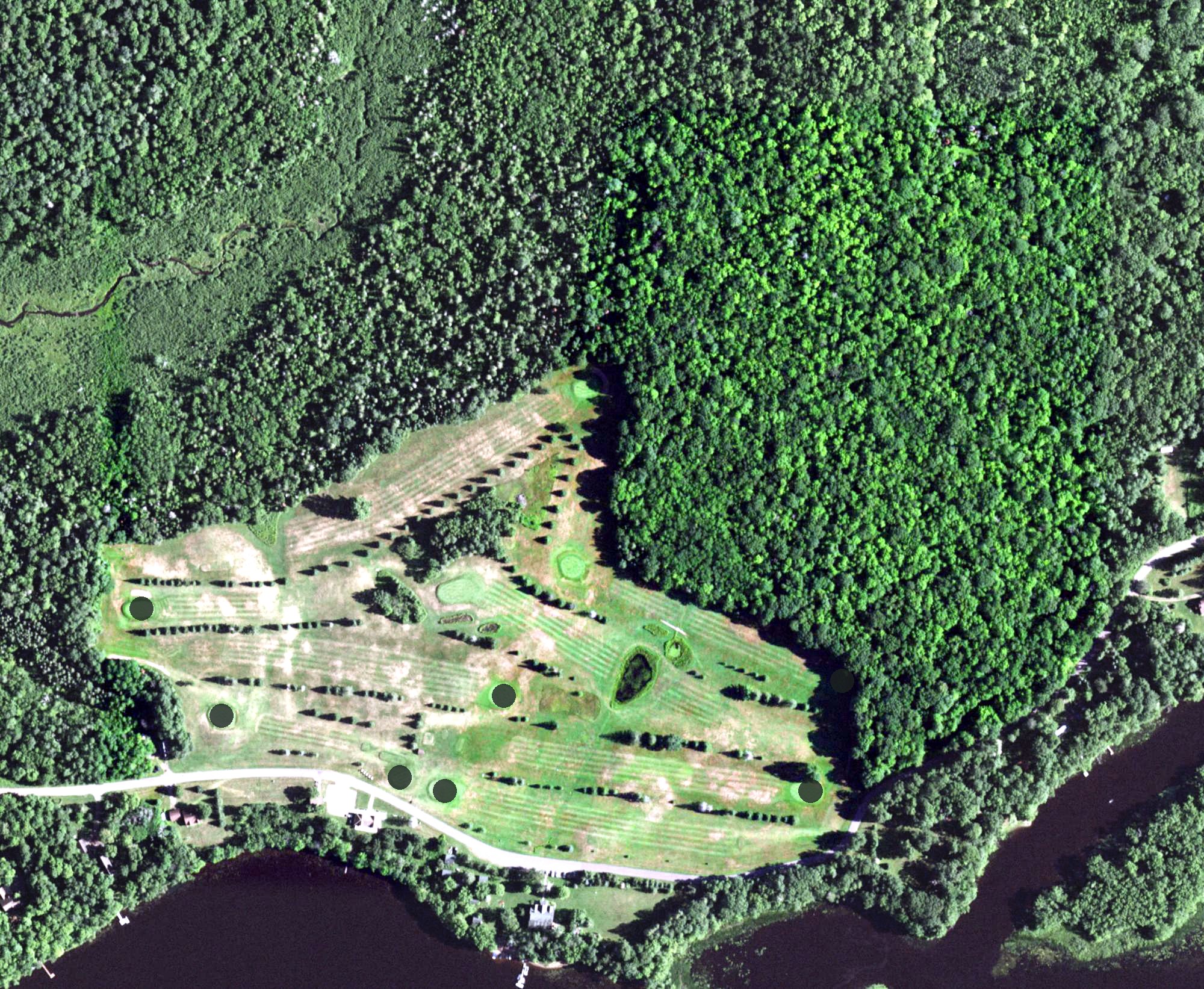 Aerial view of Barker Lake Golf Course, WI