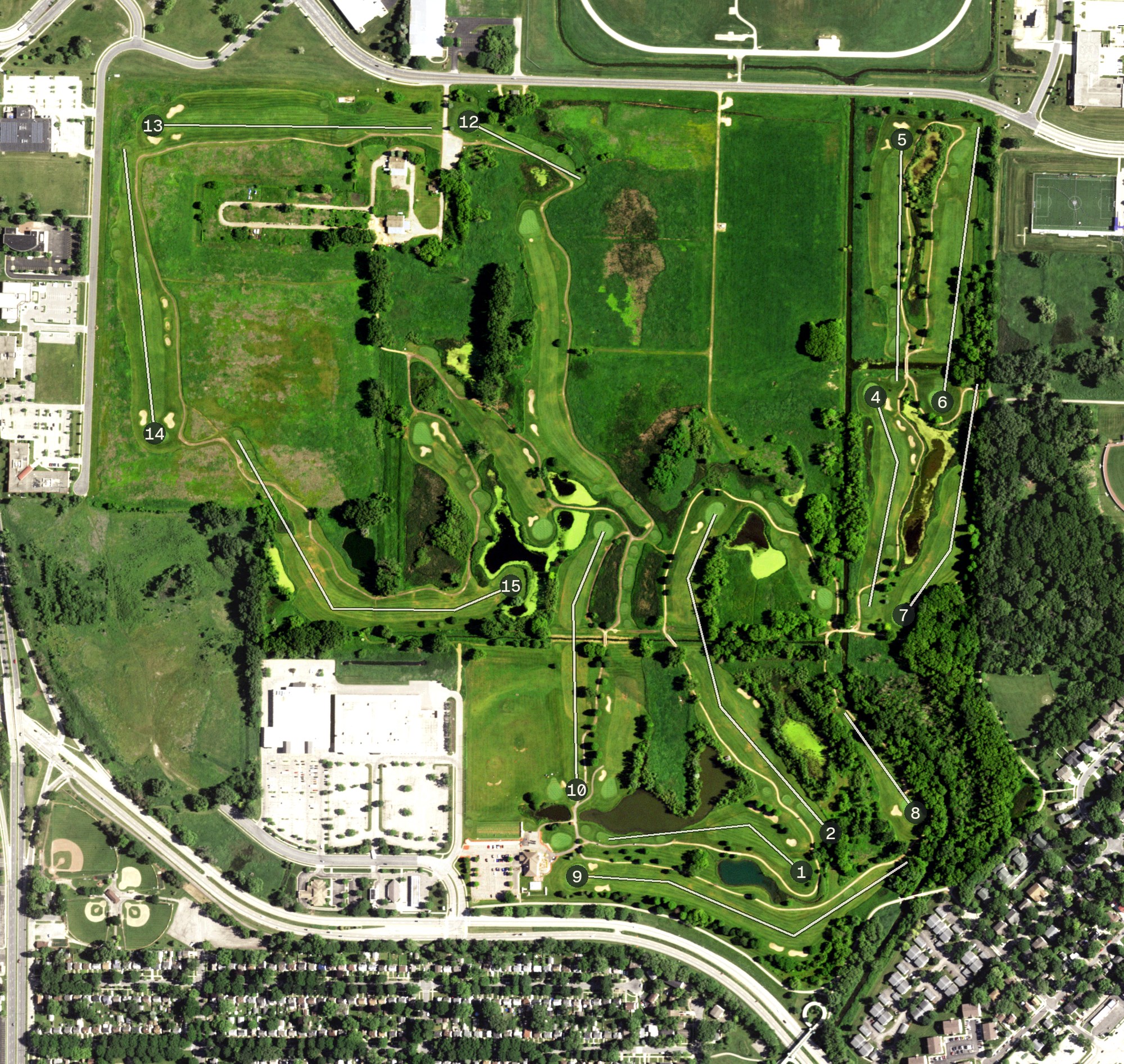 Aerial view of Bridges Golf Course, WI