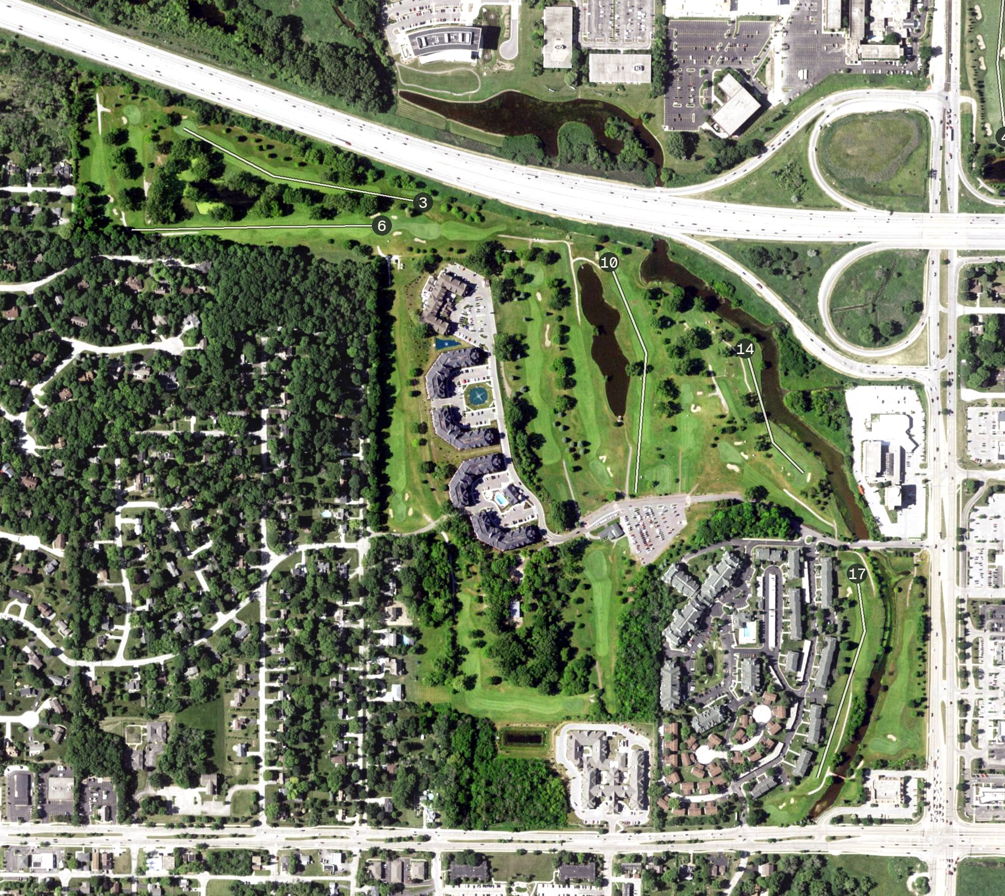 Aerial view of Brookfield Hills Golf Course, WI
