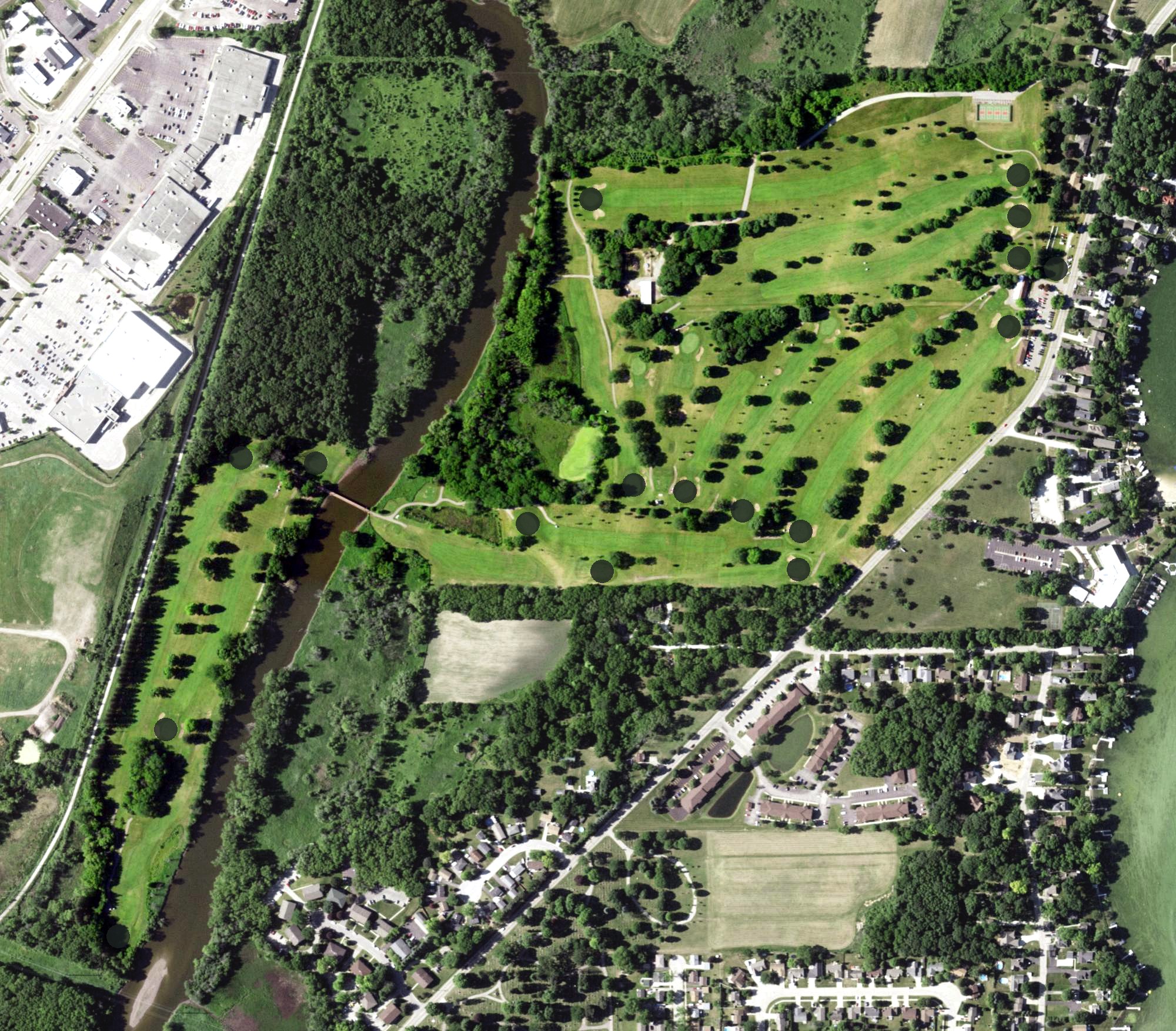 Aerial view of Browns Lake Golf Course, WI