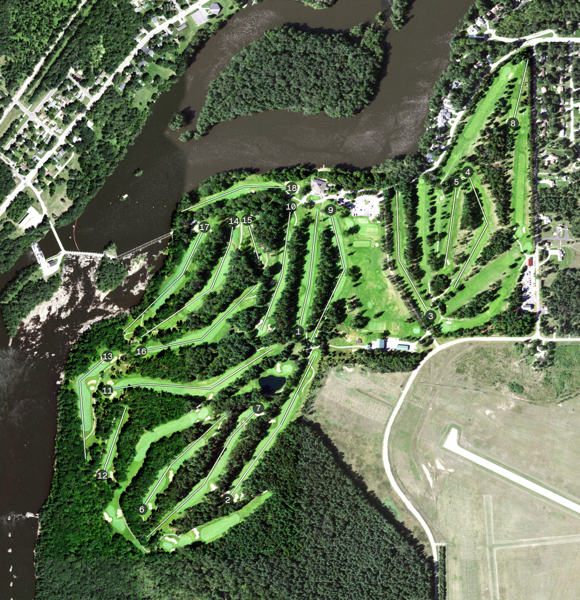 Aerial view of Bull's Eye Country Club, WI