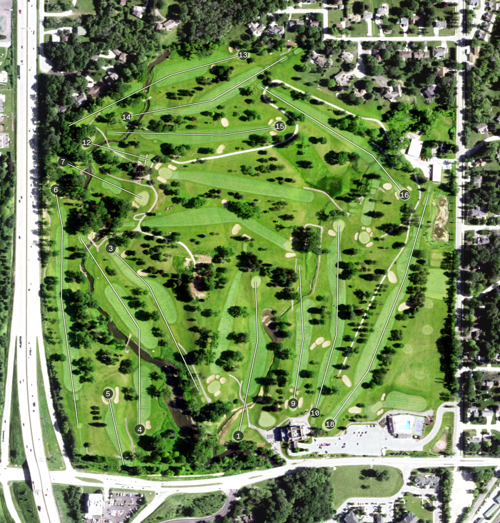 Aerial view of Butte des Morts Country Club, WI