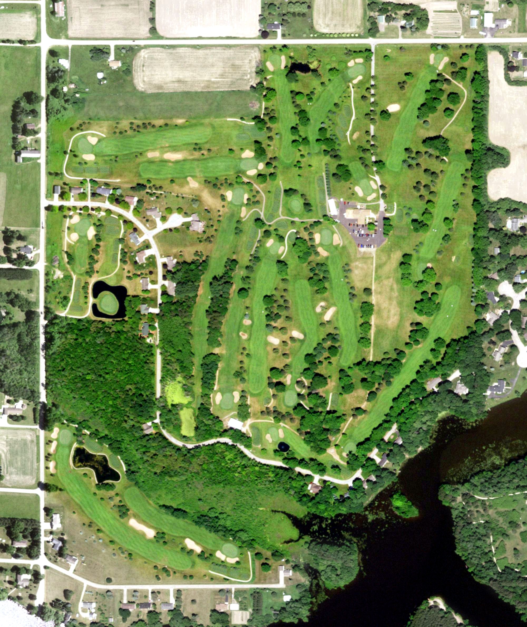 Aerial view of Clintonville Riverside Golf Course, WI