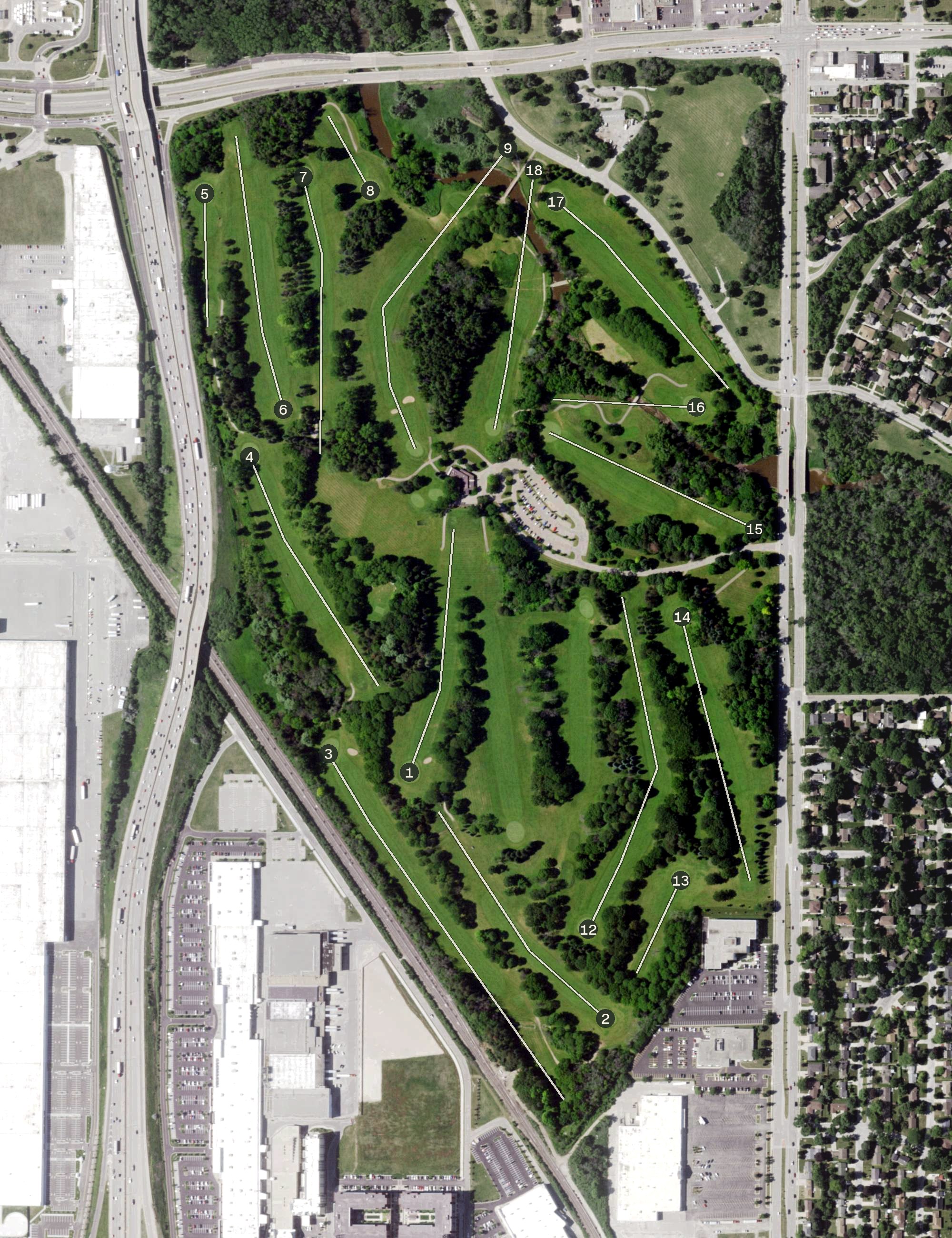 Aerial view of Currie Park Golf Course, WI