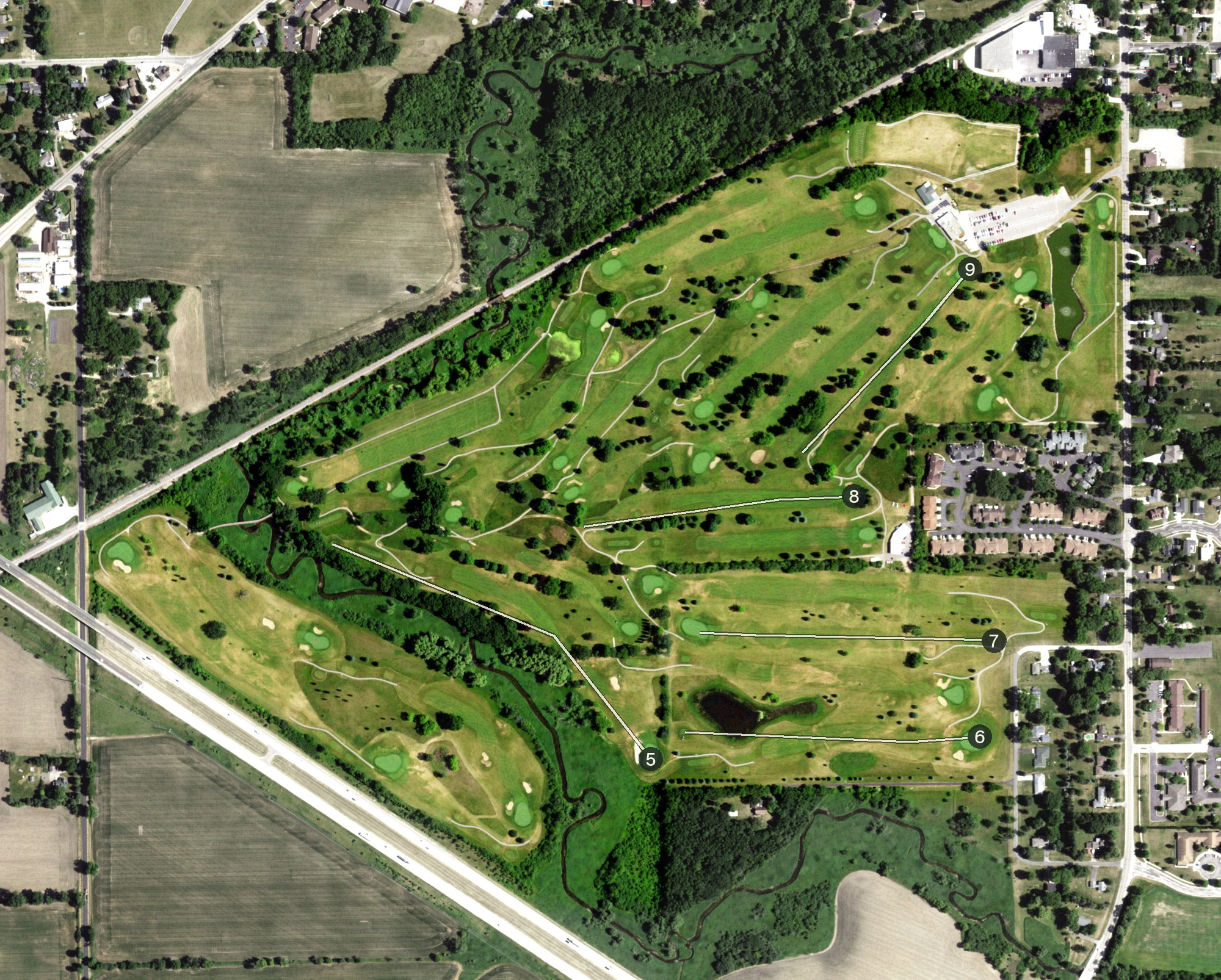 Aerial view of Delbrook Golf Club, WI