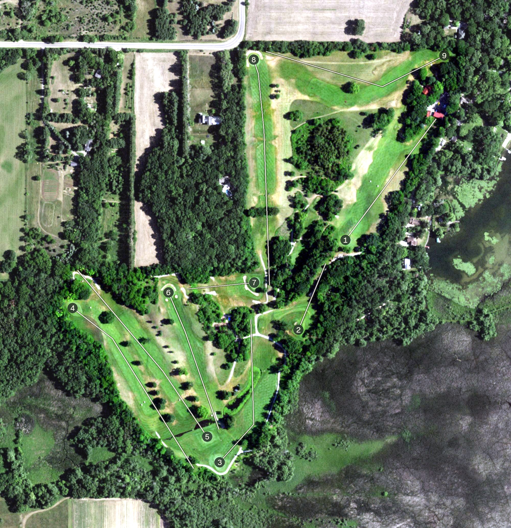 Aerial view of Eagle Springs Golf Resort, WI