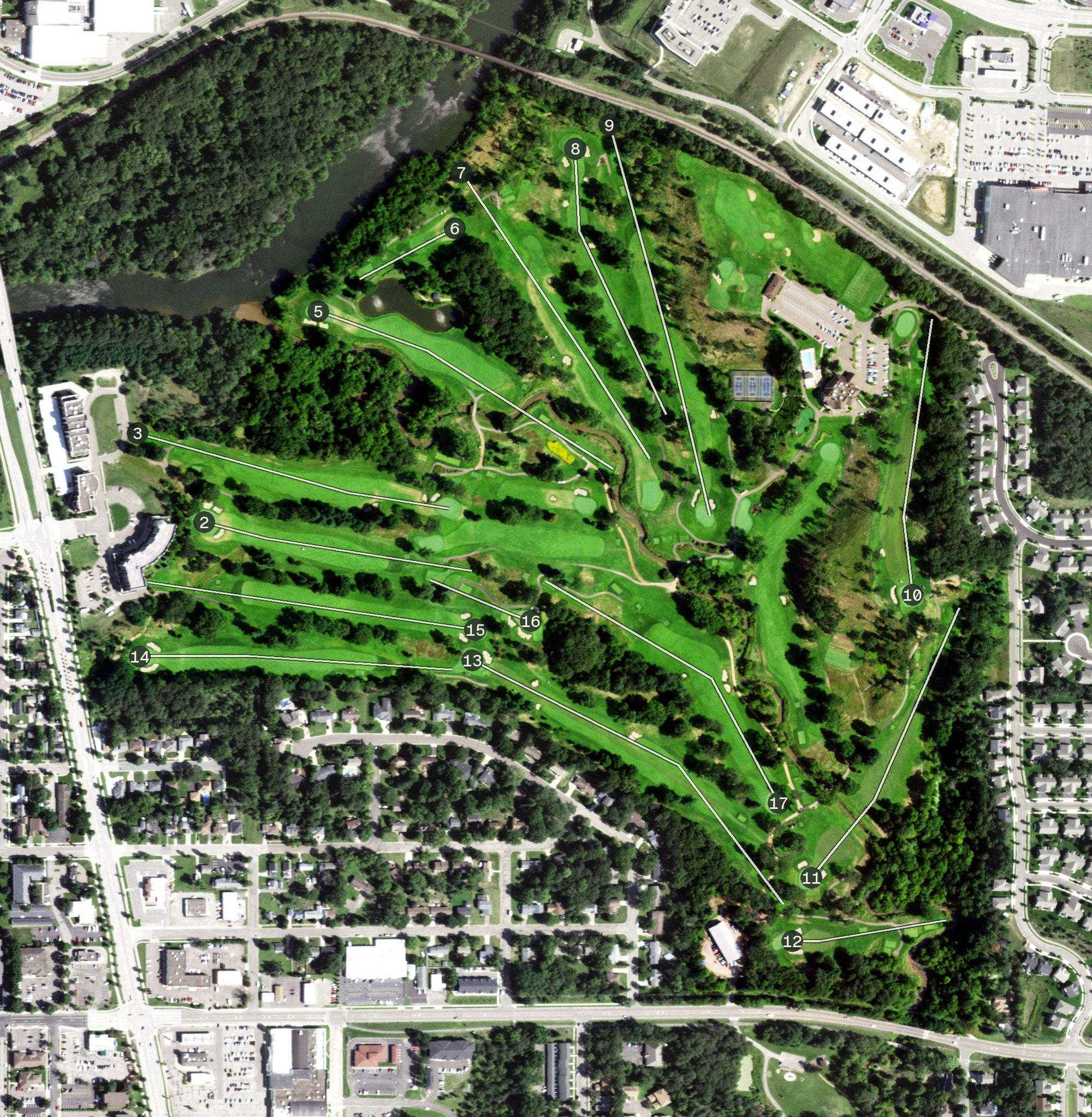 Aerial view of Eau Claire Golf and Country Club, WI