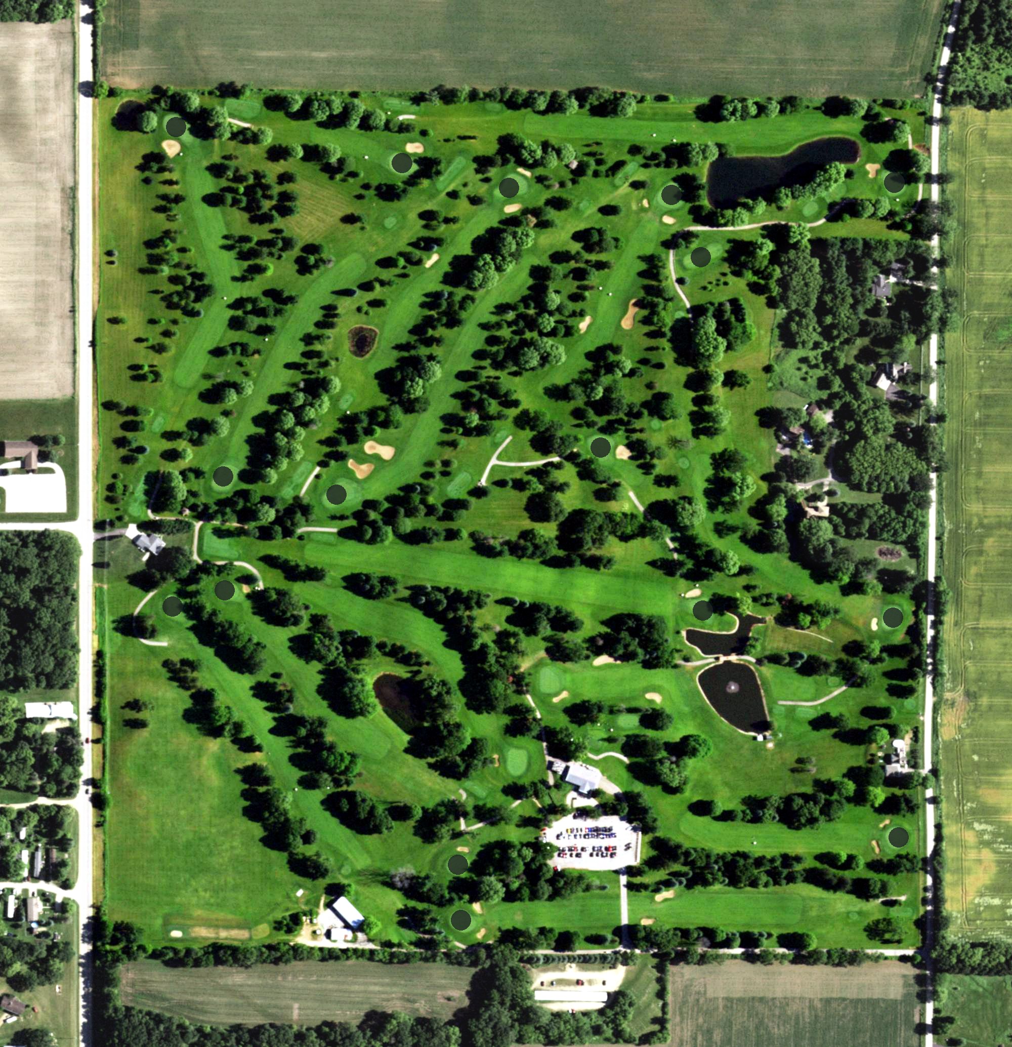 Aerial view of Evansville Country Club, WI
