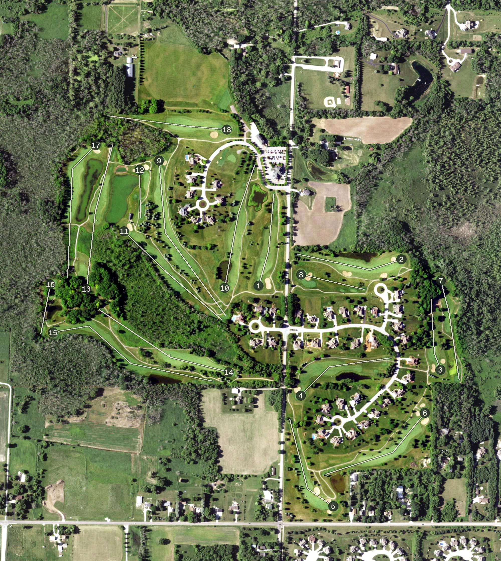 Aerial view of Fairways of Woodside, WI