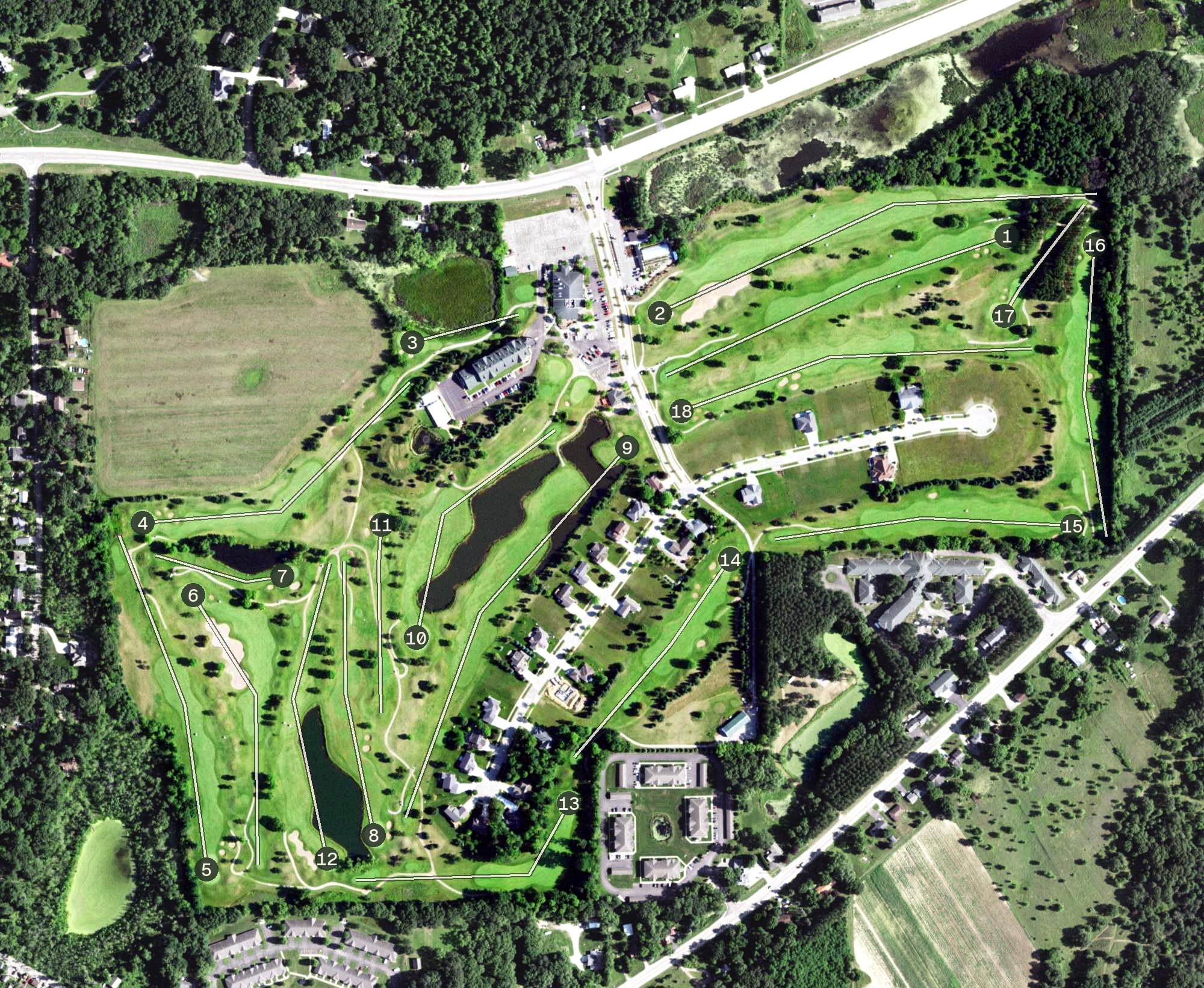 Aerial view of Foxfire Golf Club, WI
