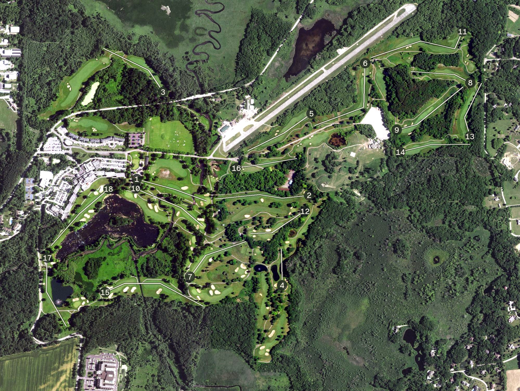 Aerial view of Grand Geneva Golf Resort, WI