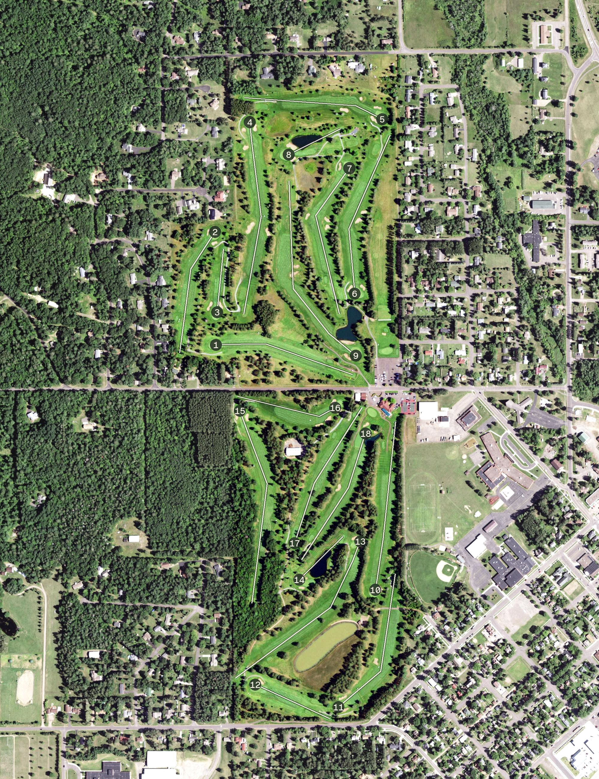 Aerial view of Hayward Golf Club, WI