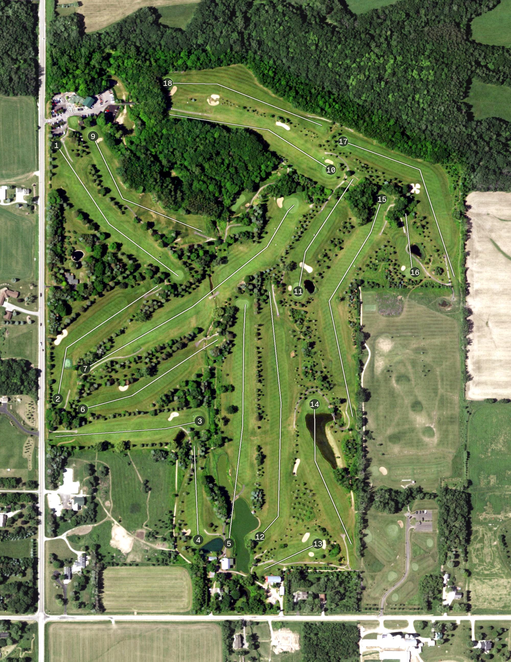 Aerial view of Hilly Haven Golf Course, WI