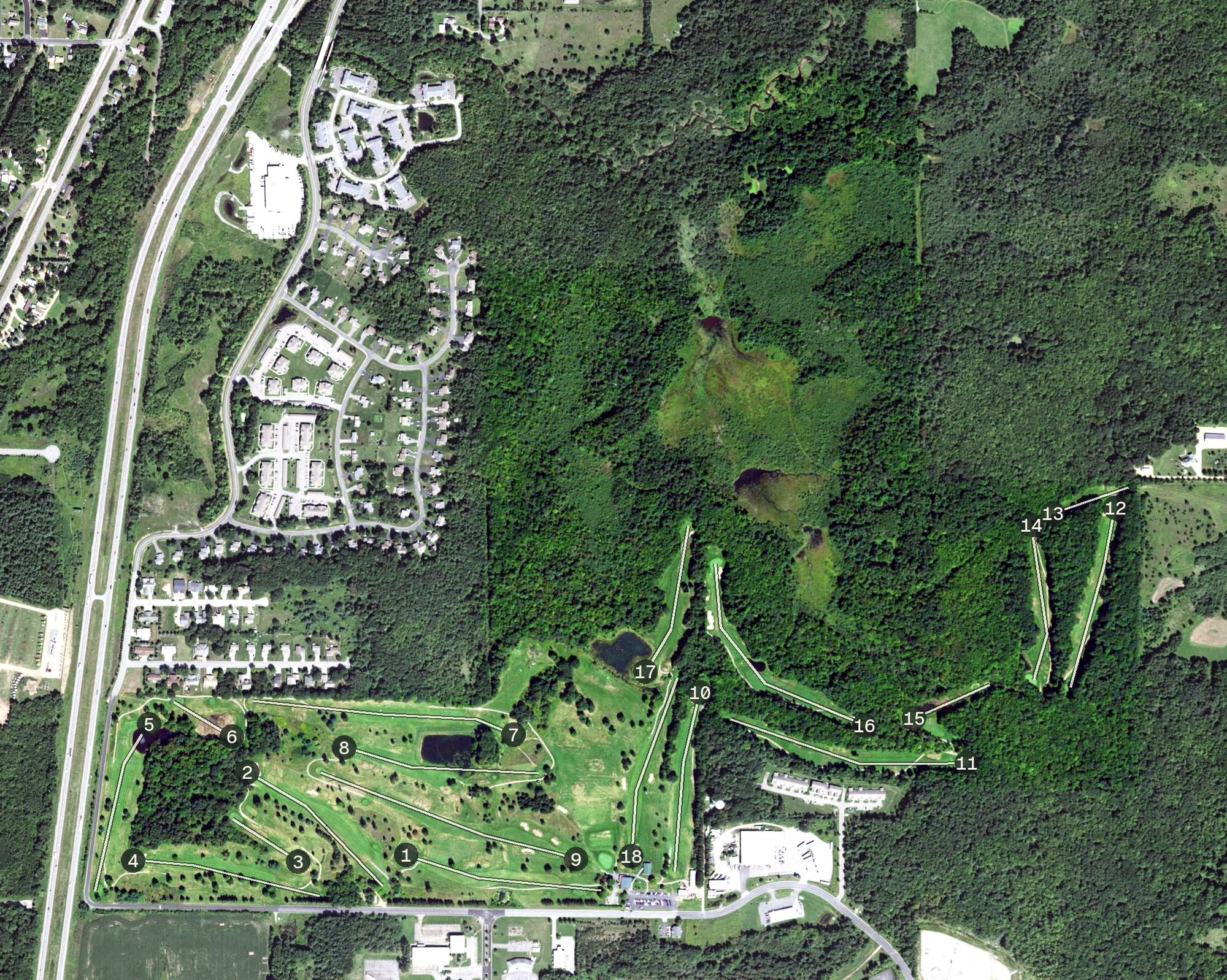 Aerial view of Indianhead Golf Course, WI