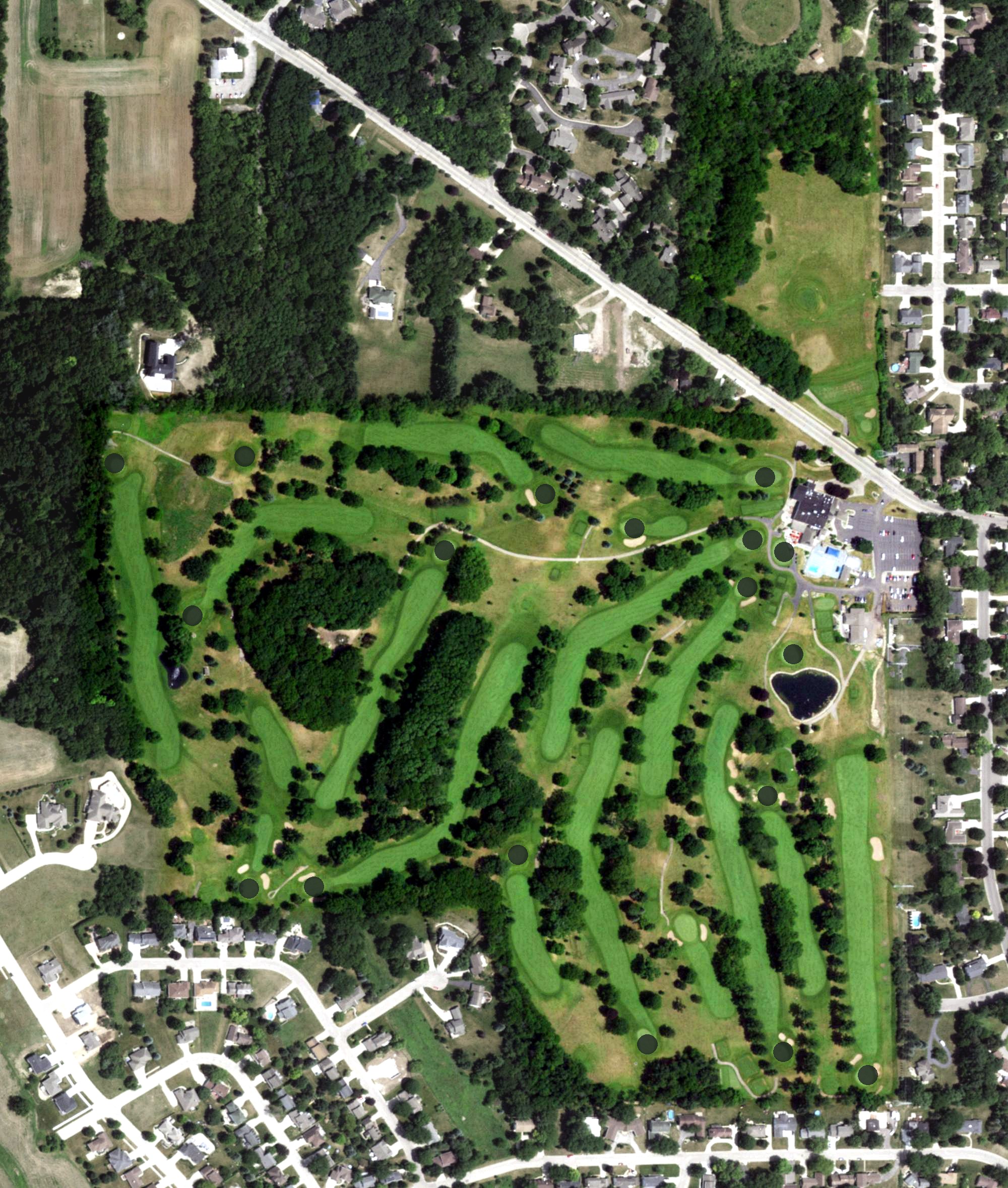 Aerial view of Janesville Country Club, WI