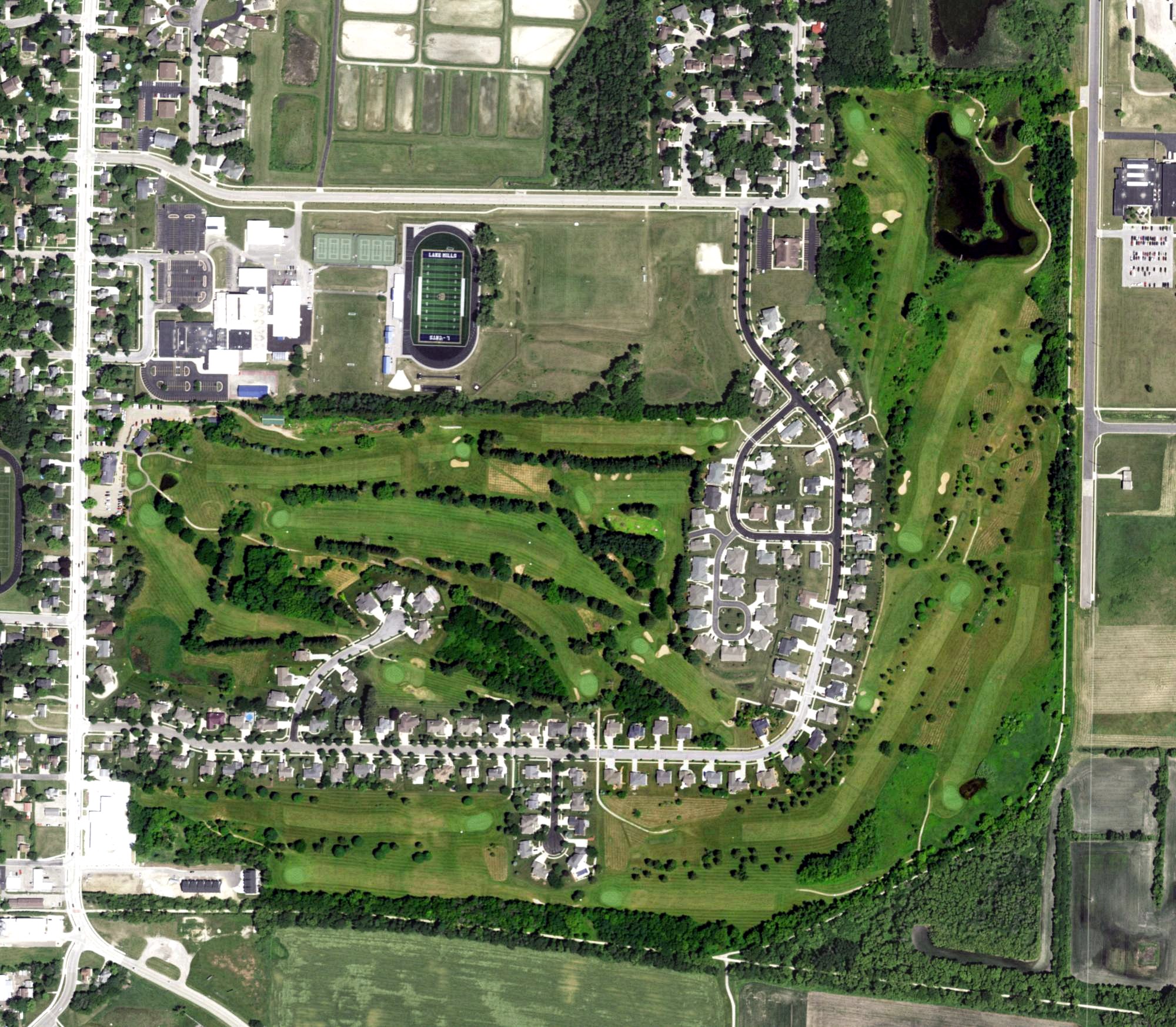Aerial view of Lake Mills Golf Course, WI