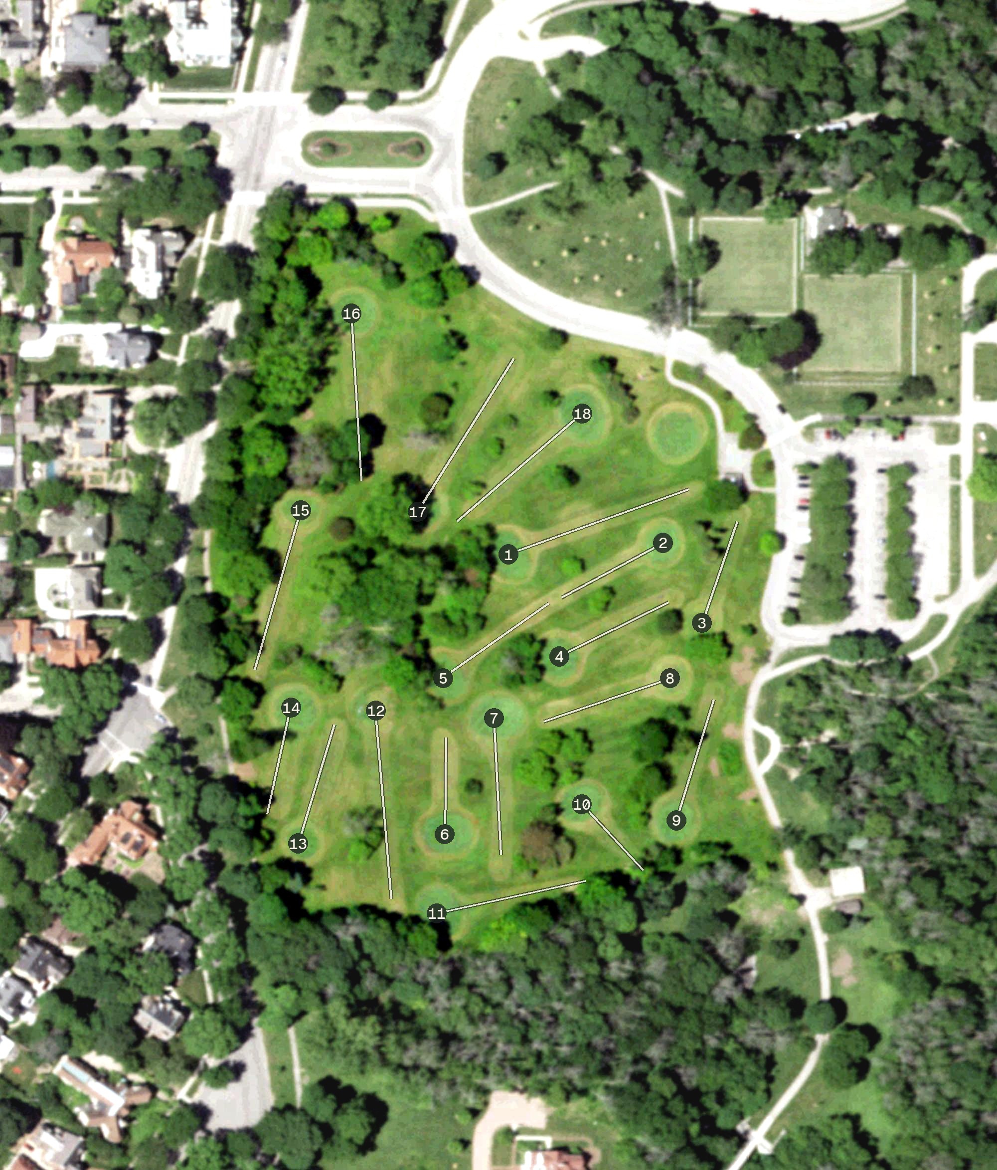 Aerial view of Lake Park Golf Course, WI