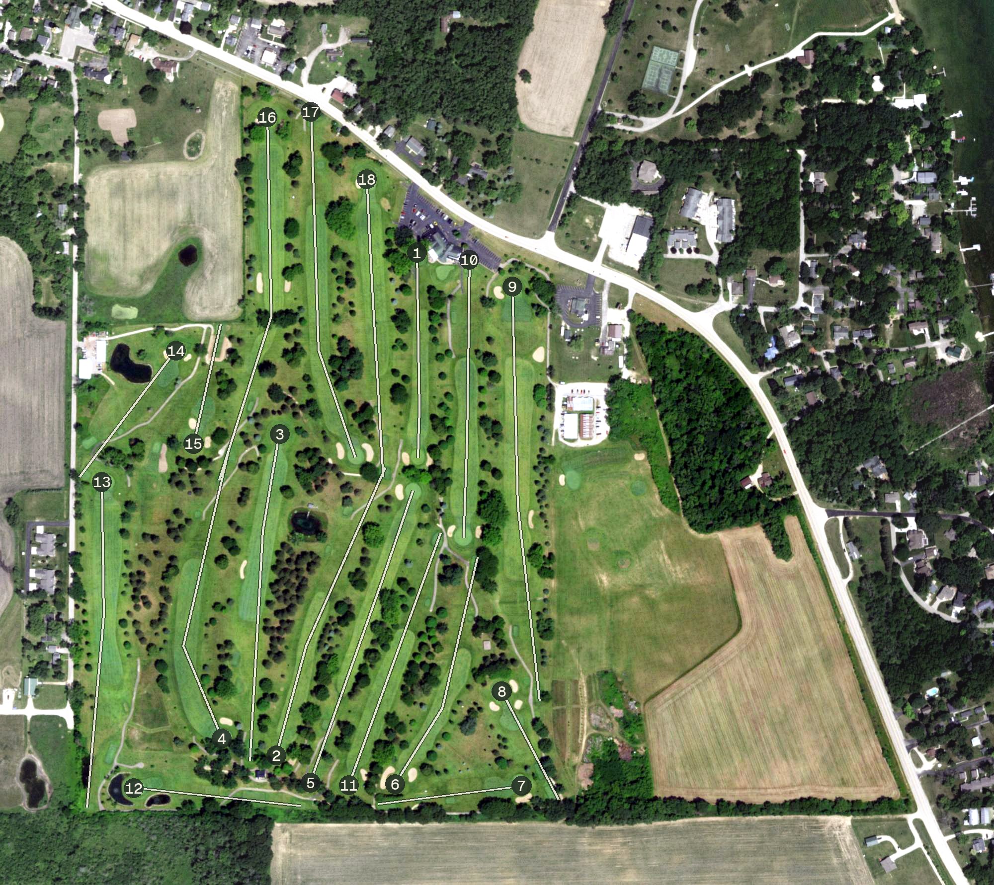 Aerial view of Lake Ripley Country Club, WI