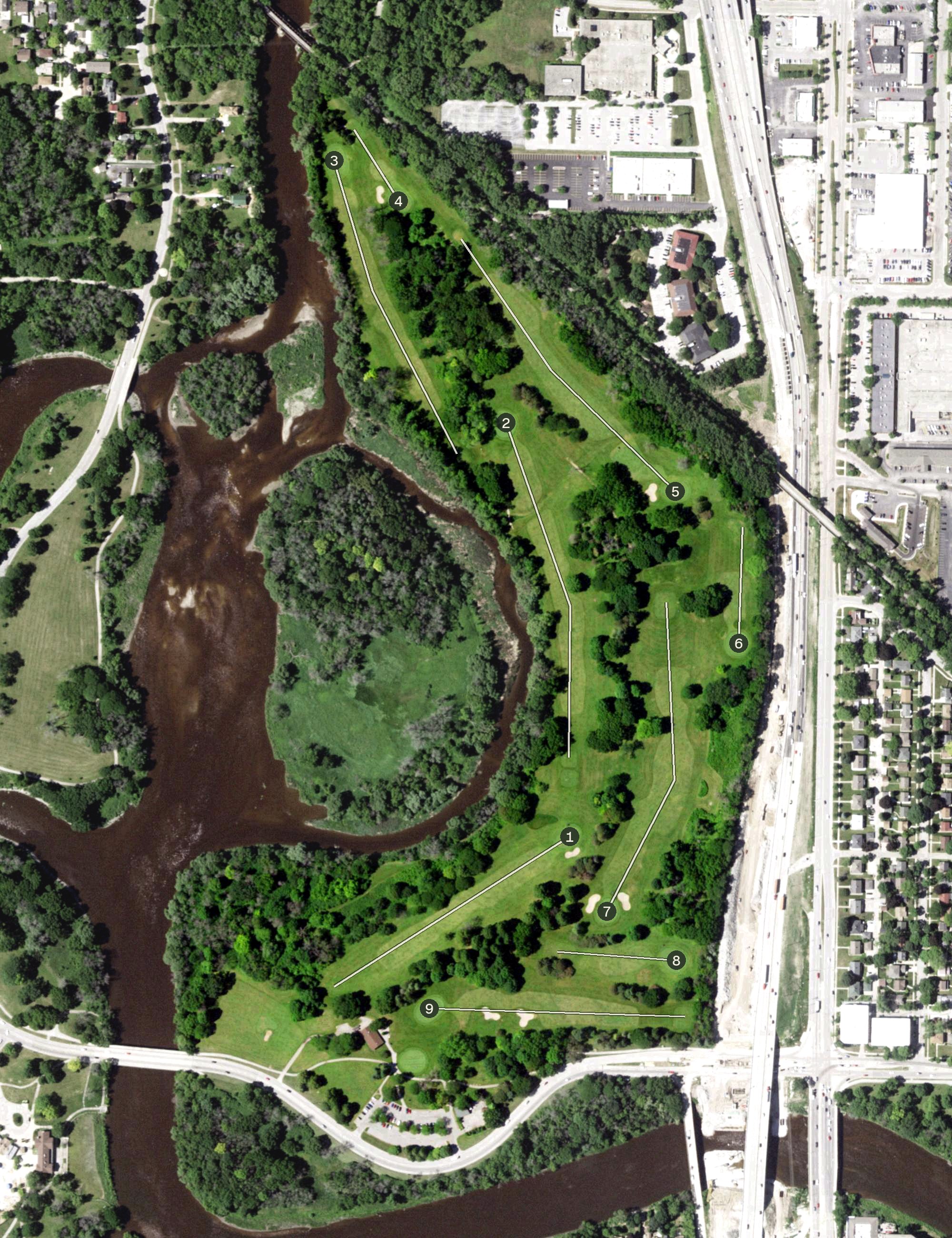 Aerial view of Lincoln Park Golf Course, WI