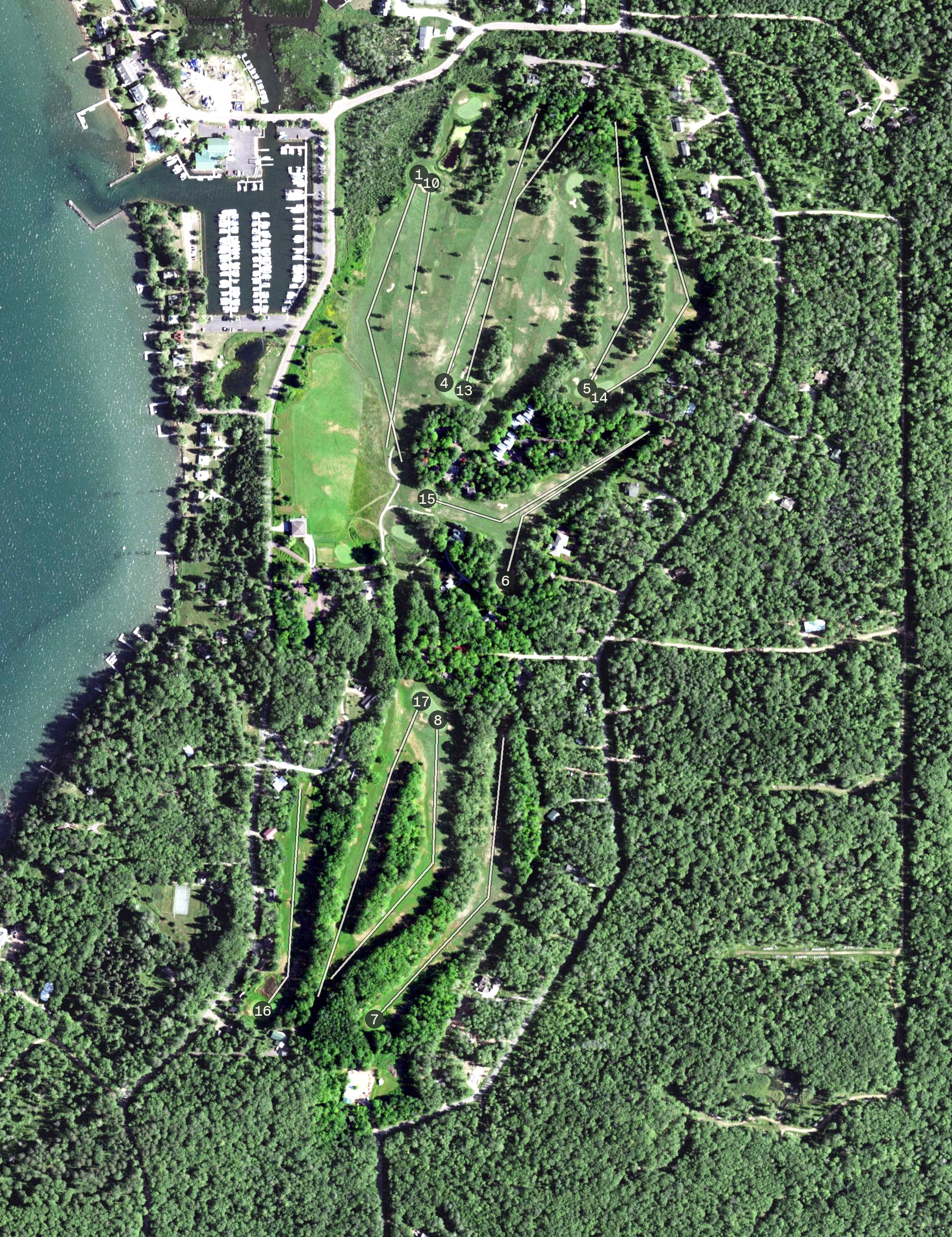 Aerial view of Madeline Island Golf Club, WI