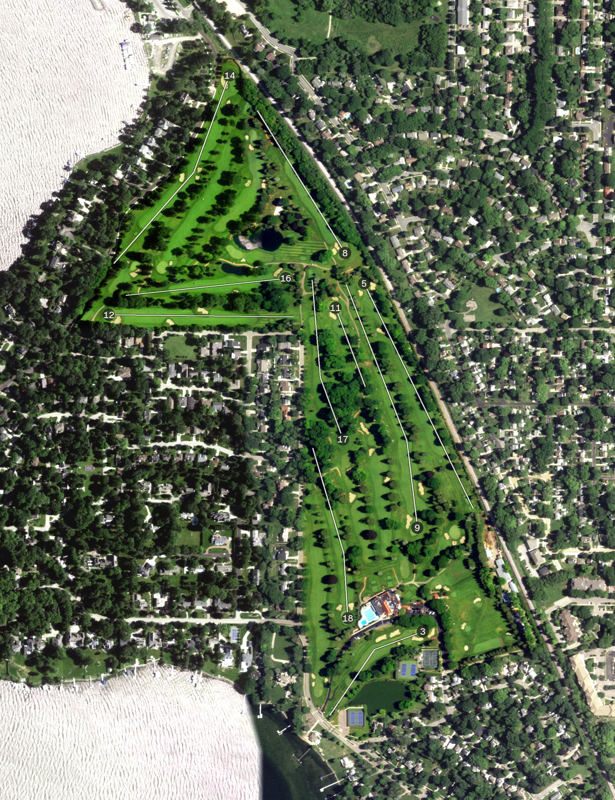 Aerial view of Maple Bluff Country Club, WI