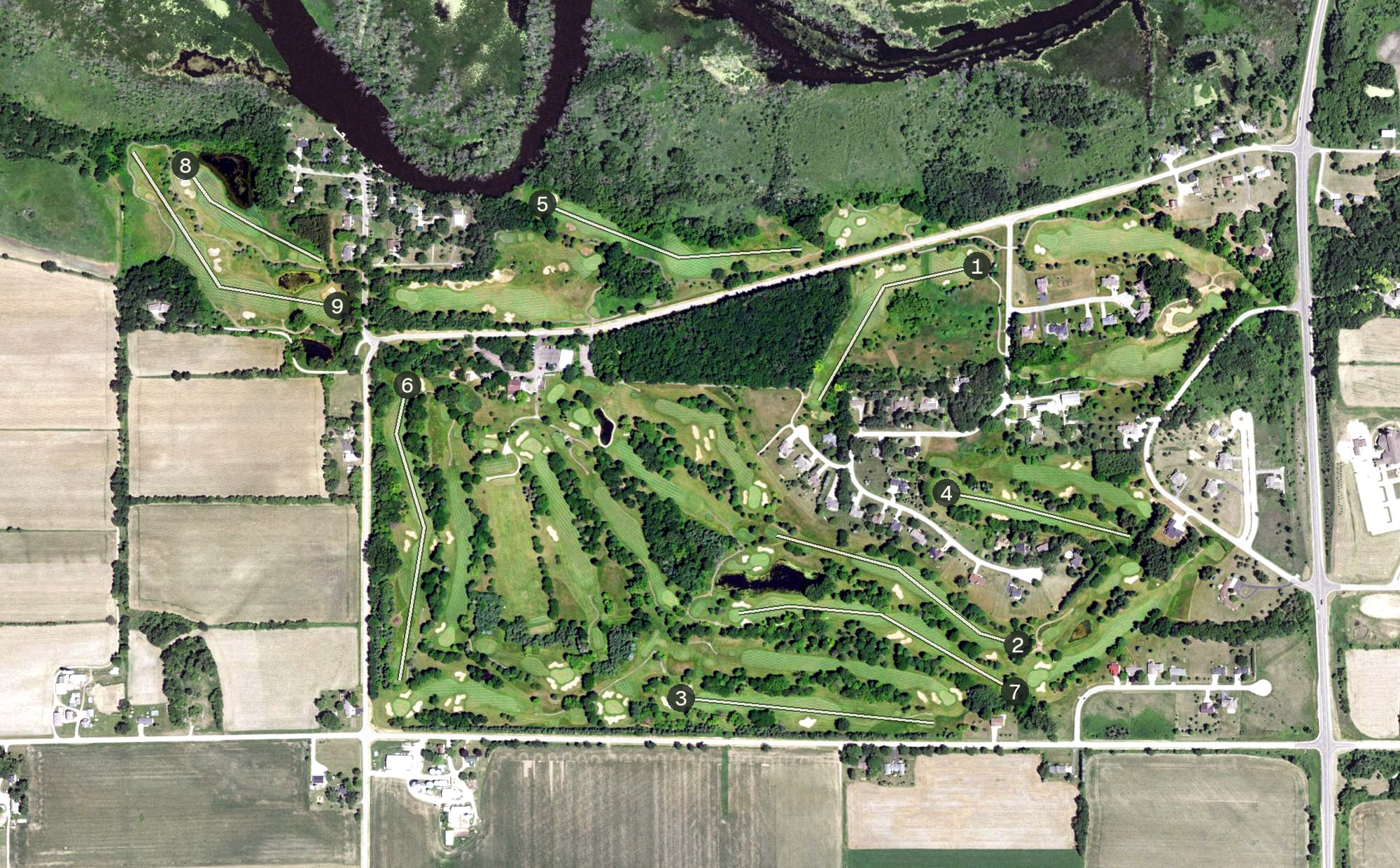 Aerial view of Mascoutin Golf Club, WI