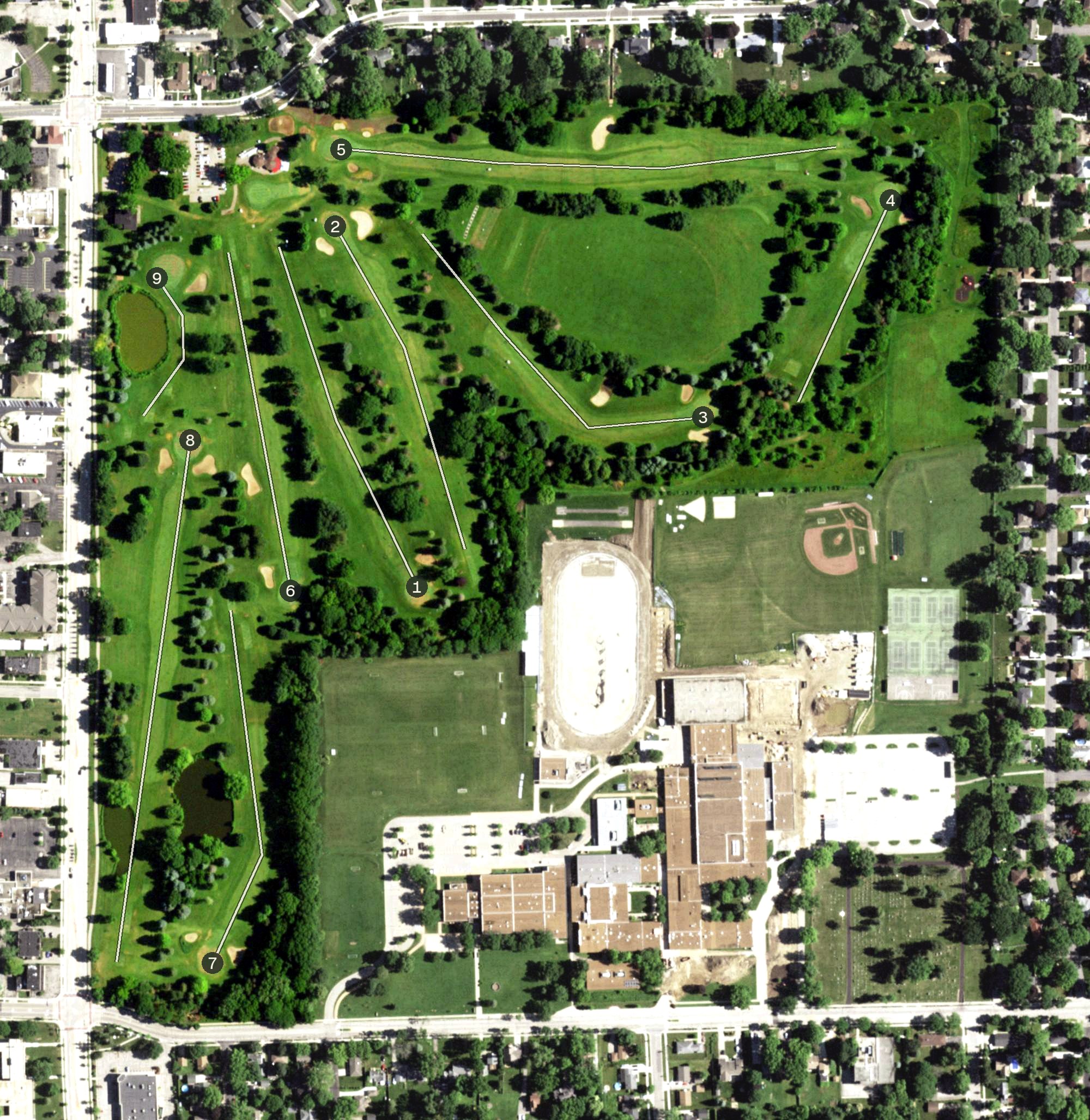 Aerial view of Monona Golf Course, WI