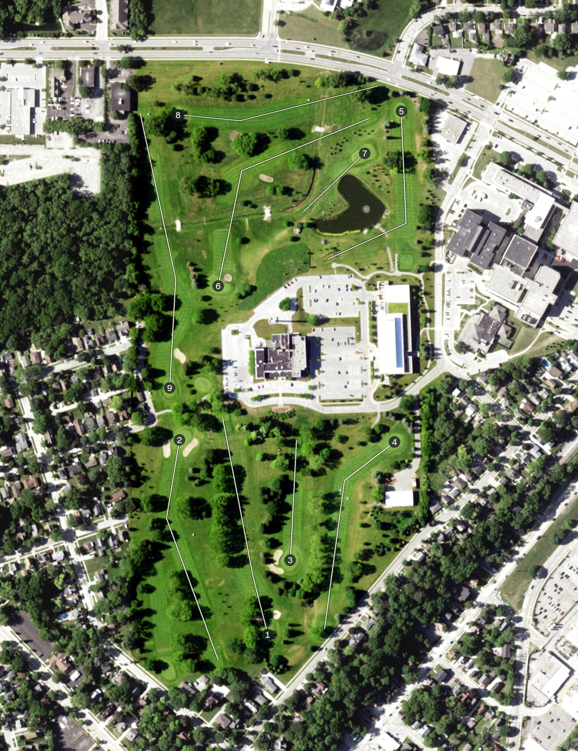 Aerial view of Moor Downs Golf Course, WI
