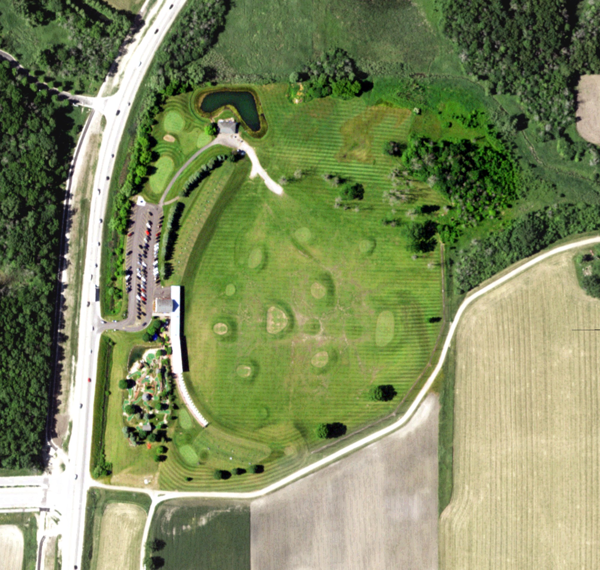 Aerial view of Moorland Road Golf Center, WI