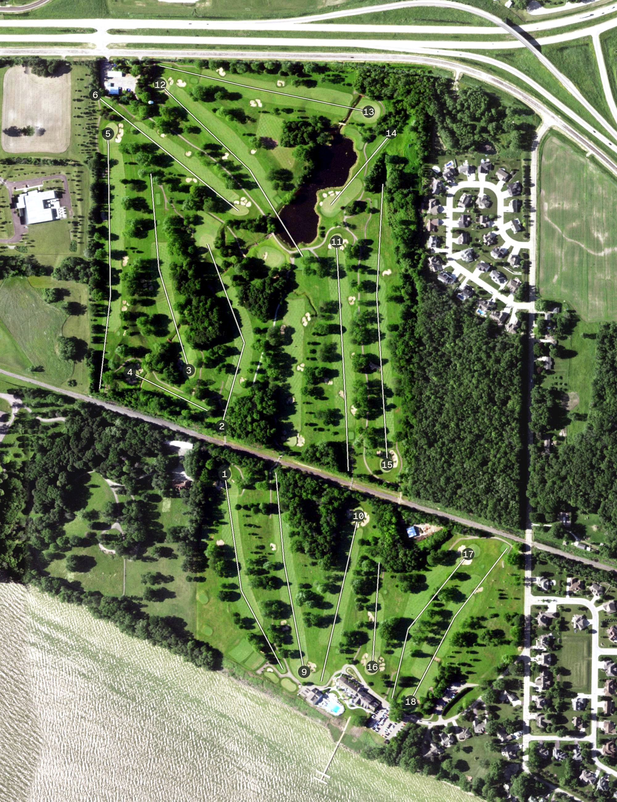 Aerial view of North Shore Golf Club, WI