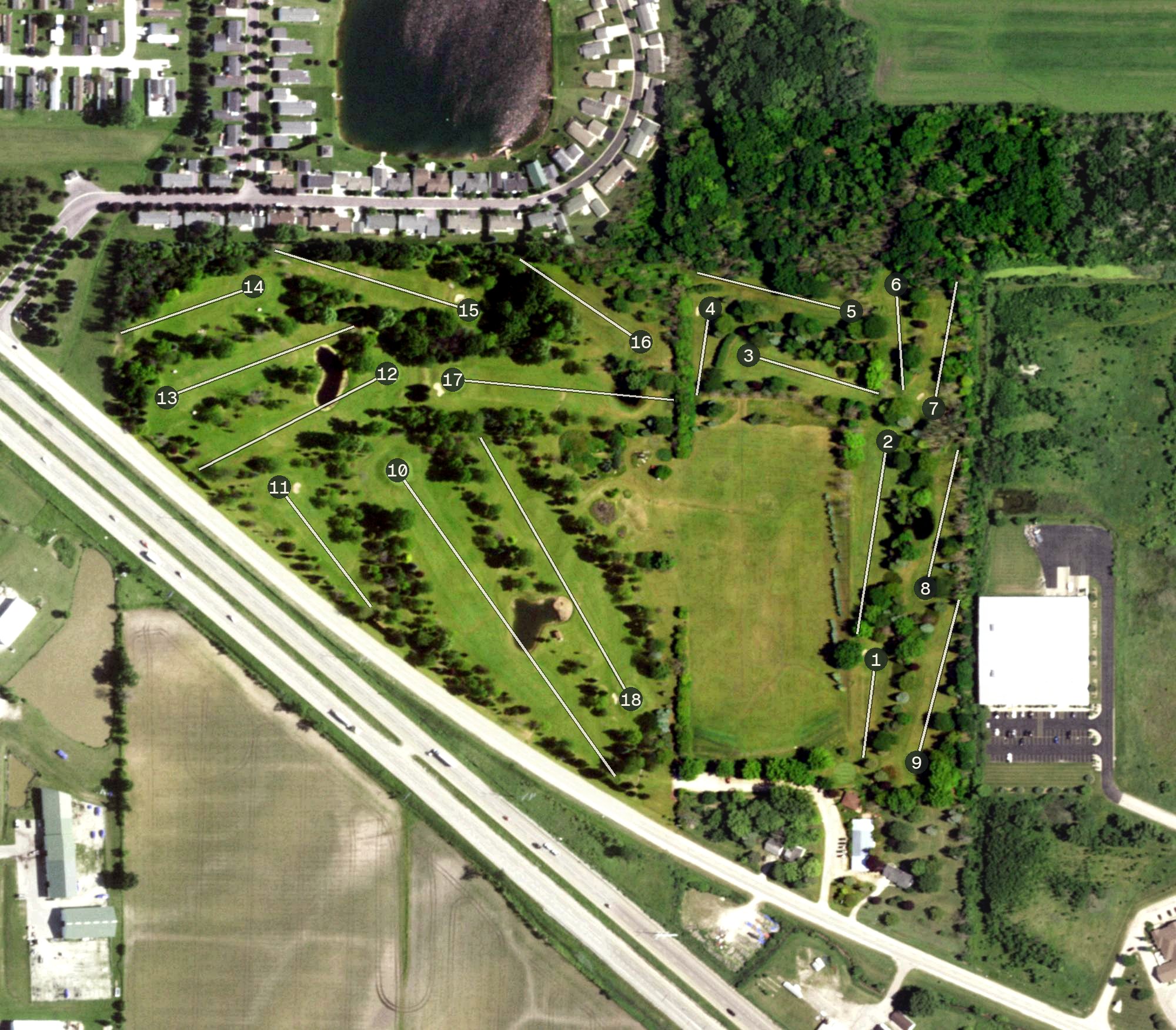 Aerial view of Oakgreen Golf Course & Driving Range, WI