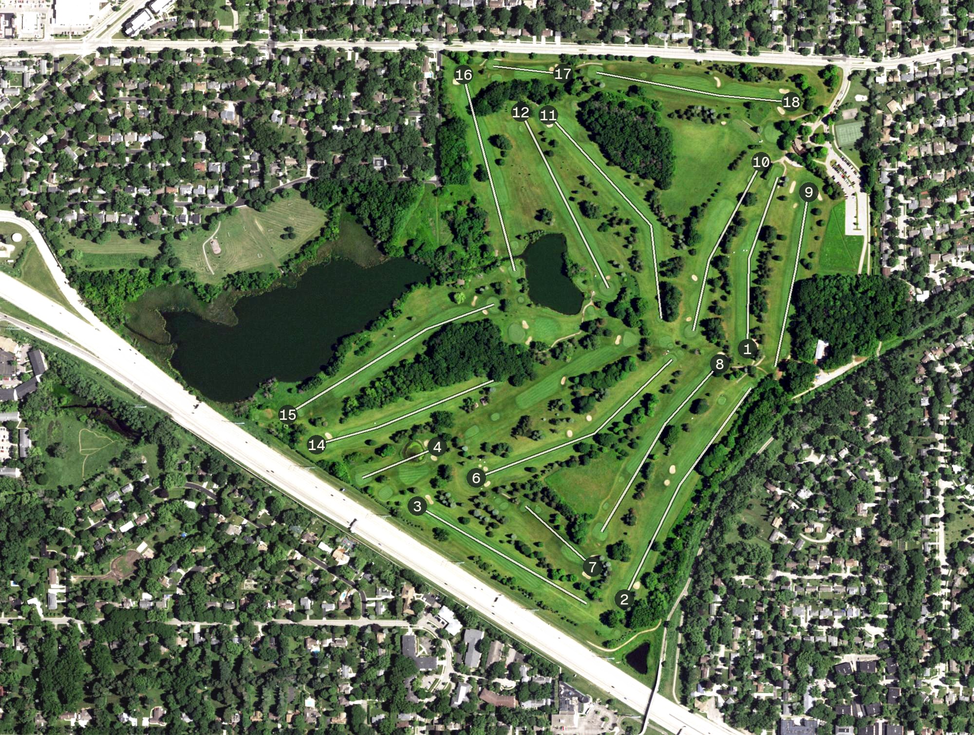 Aerial view of Odana Hills Golf Course, WI