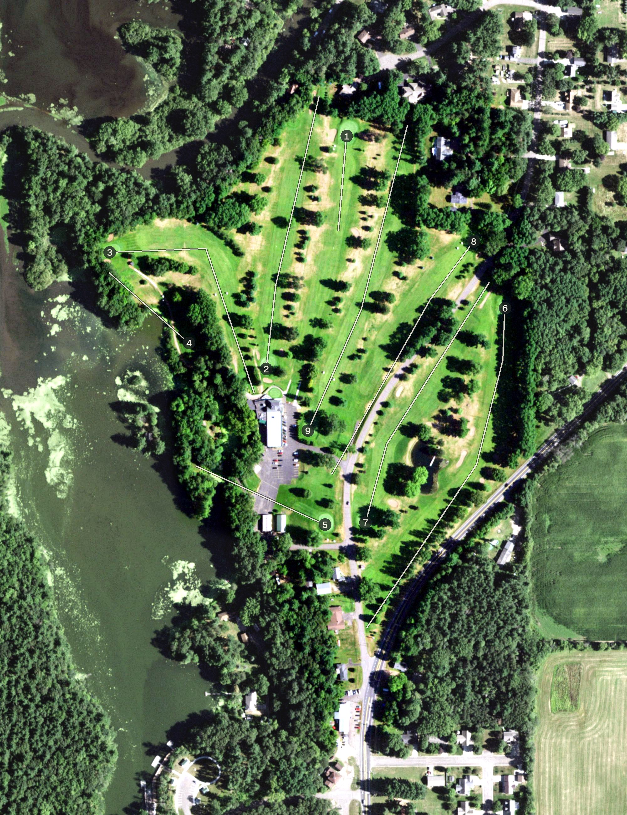 Aerial view of Ojibwa Golf & Bowl, WI