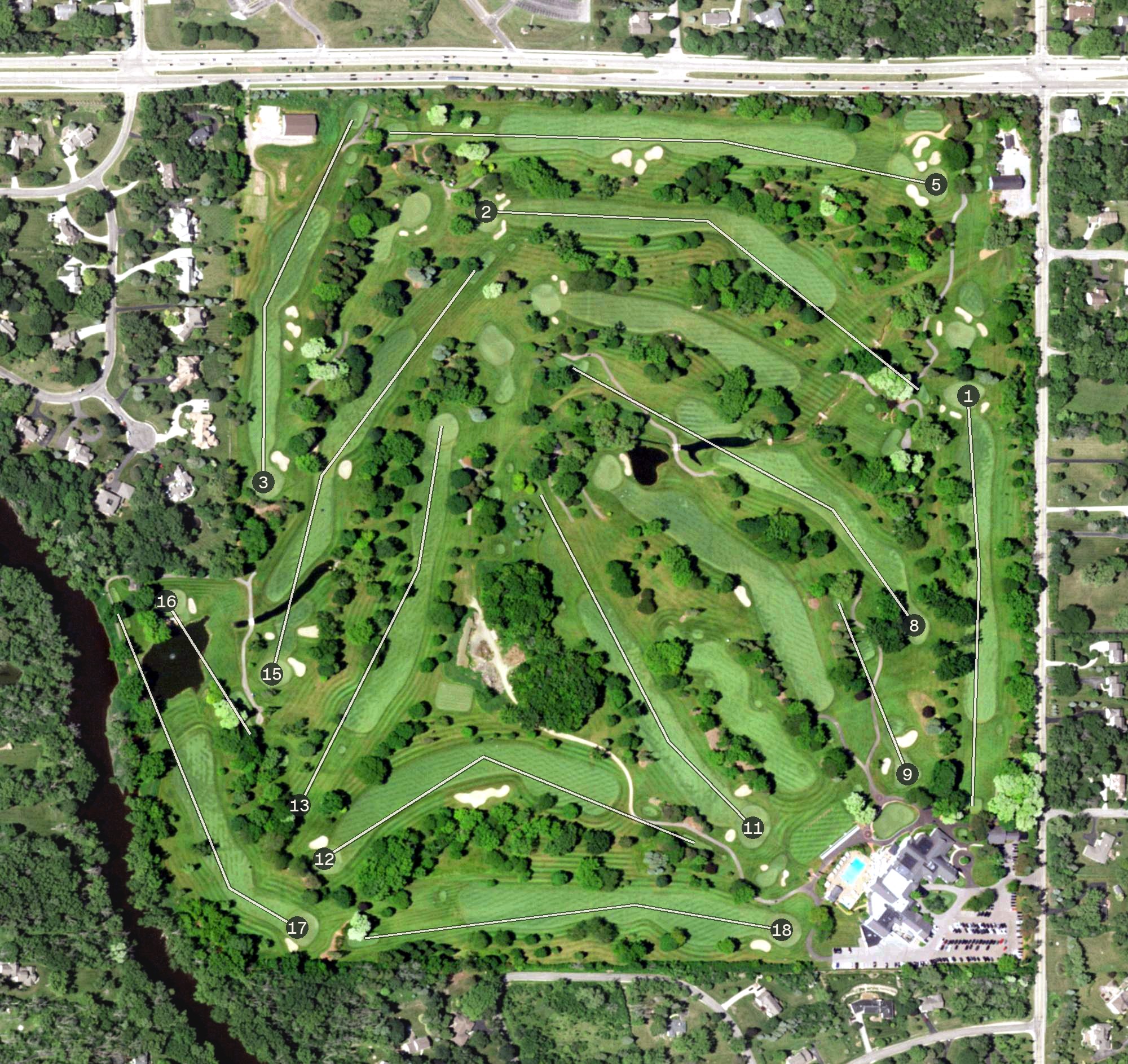 Aerial view of Ozaukee Country Club, WI