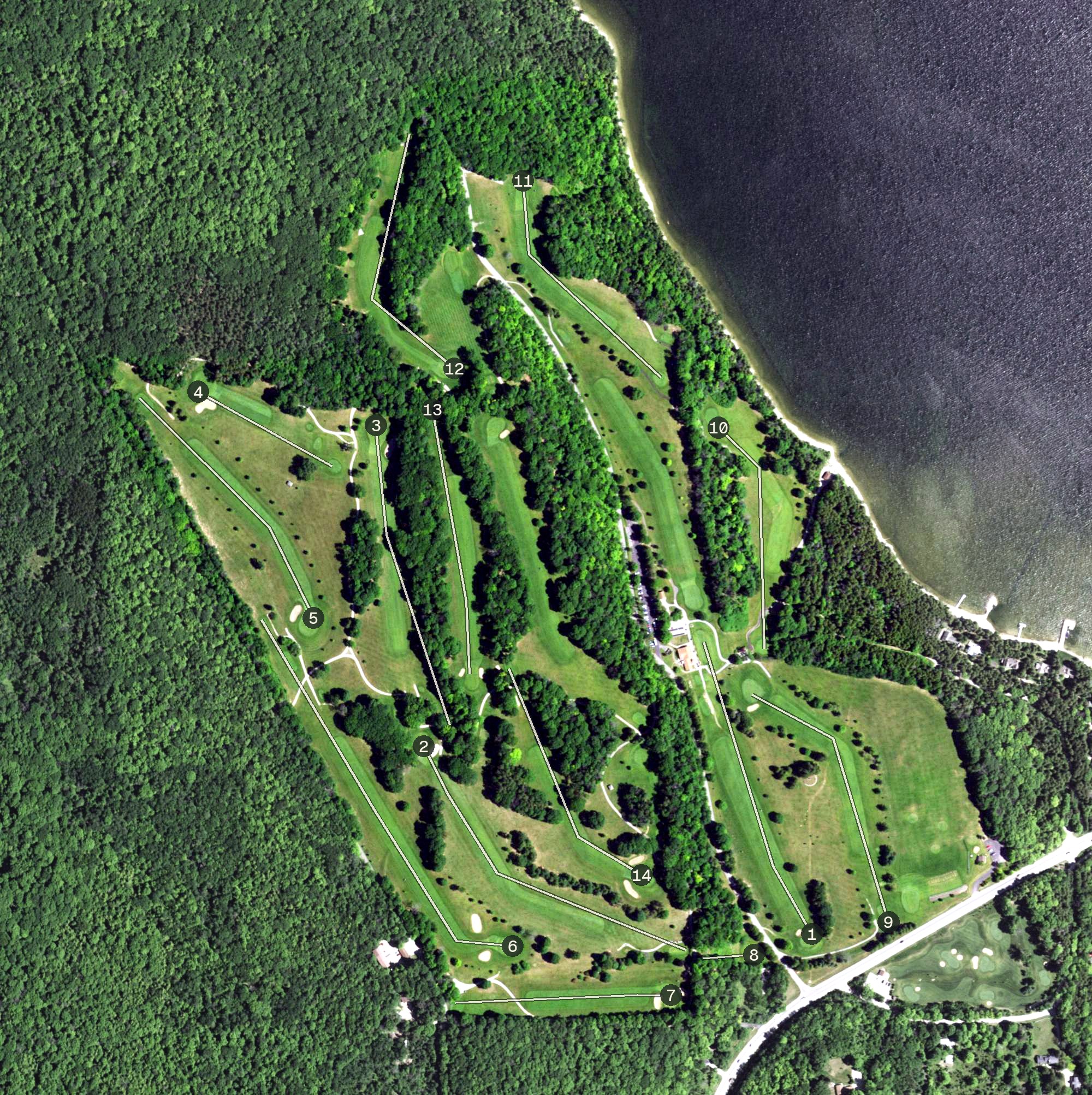 Aerial view of Peninsula State Park Golf Course, WI