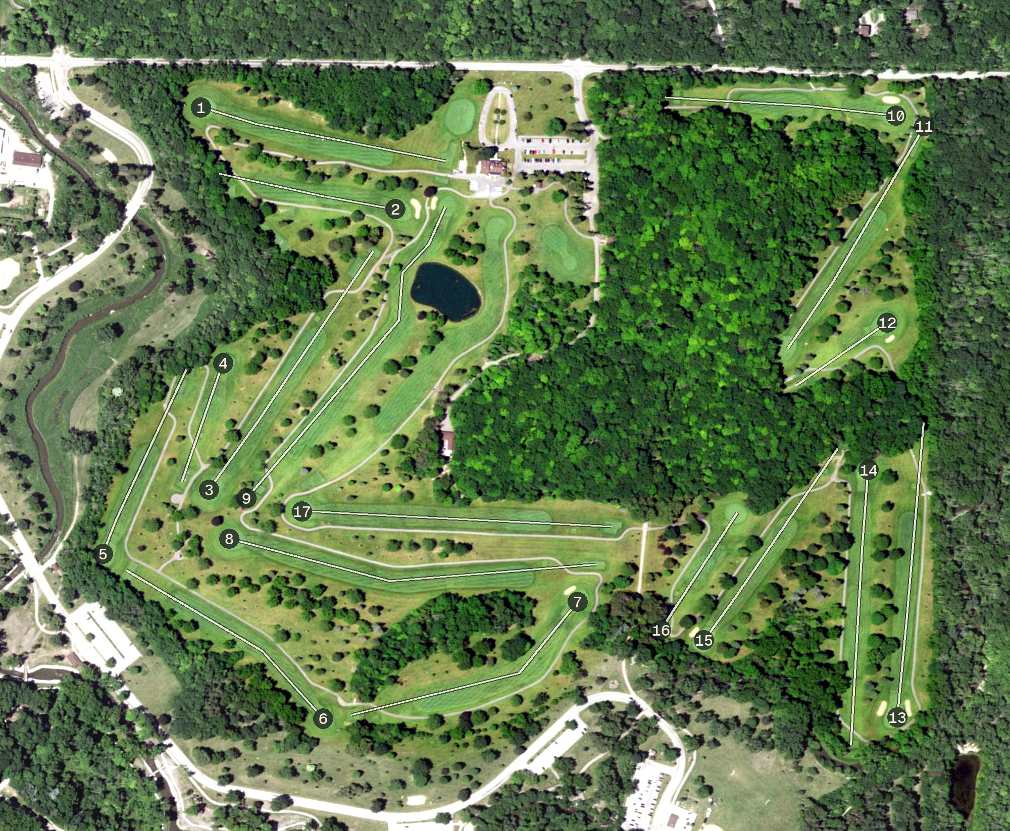 Aerial view of Petrifying Springs Golf Course, WI