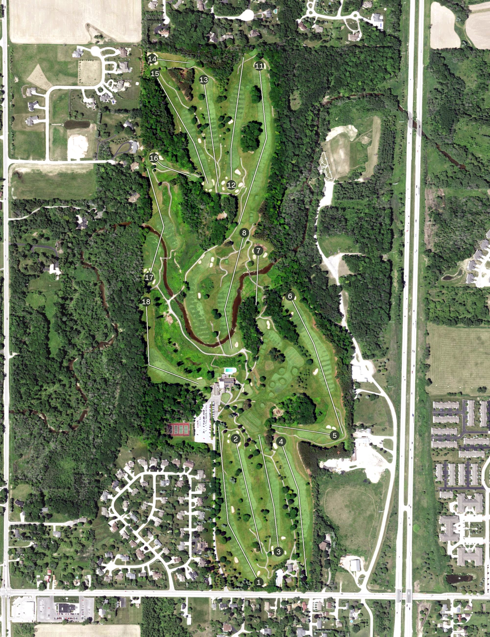 Aerial view of Pine Hills Country Club, WI
