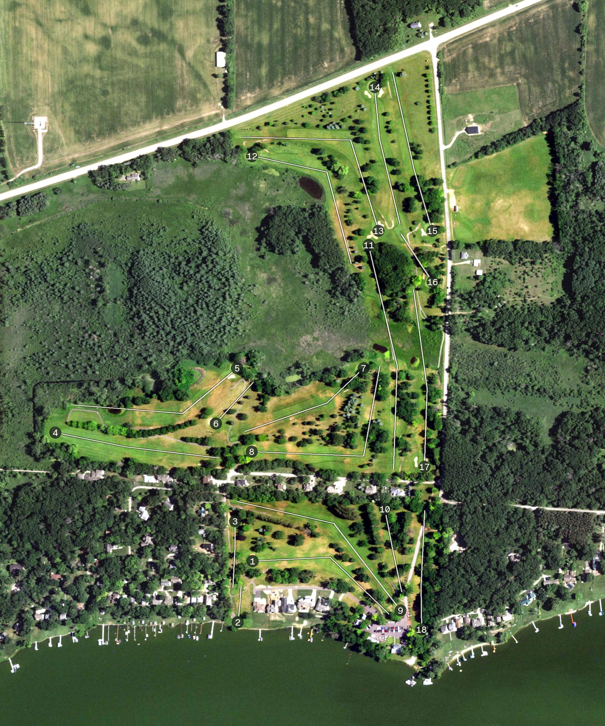 Aerial view of Portage Golf Club, WI