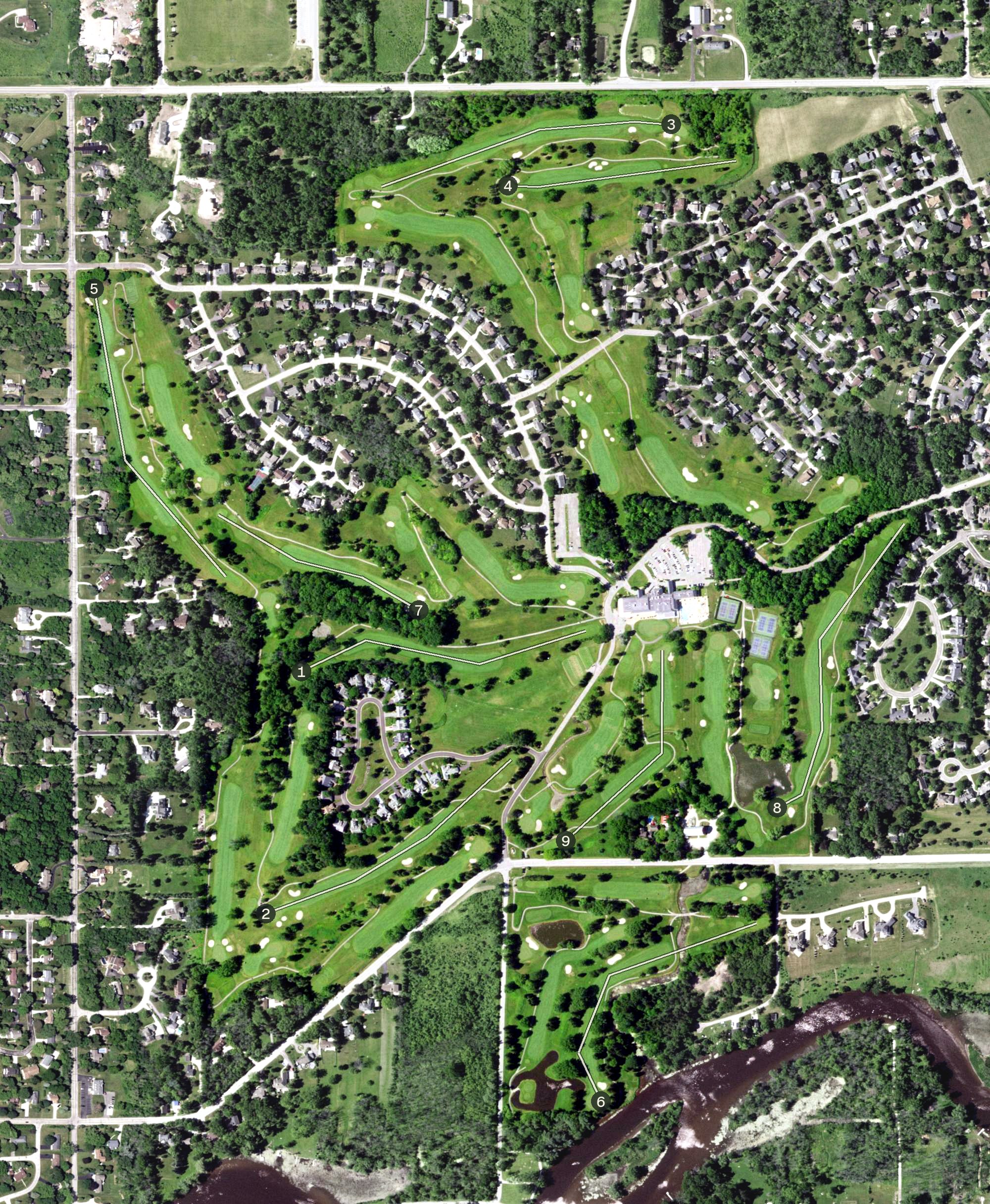 Aerial view of River Club of Mequon, WI