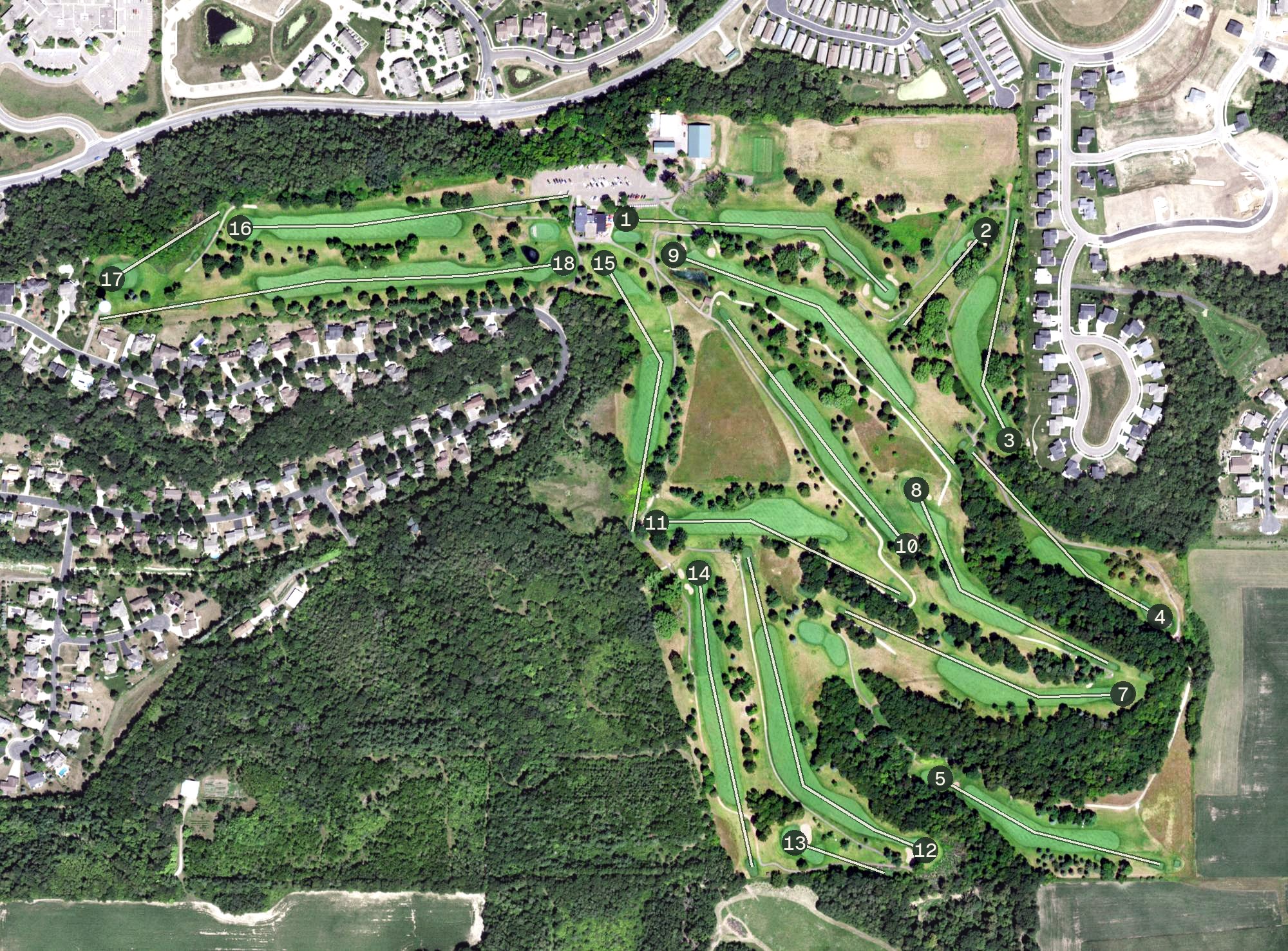 Aerial view of River Falls Golf Club, WI