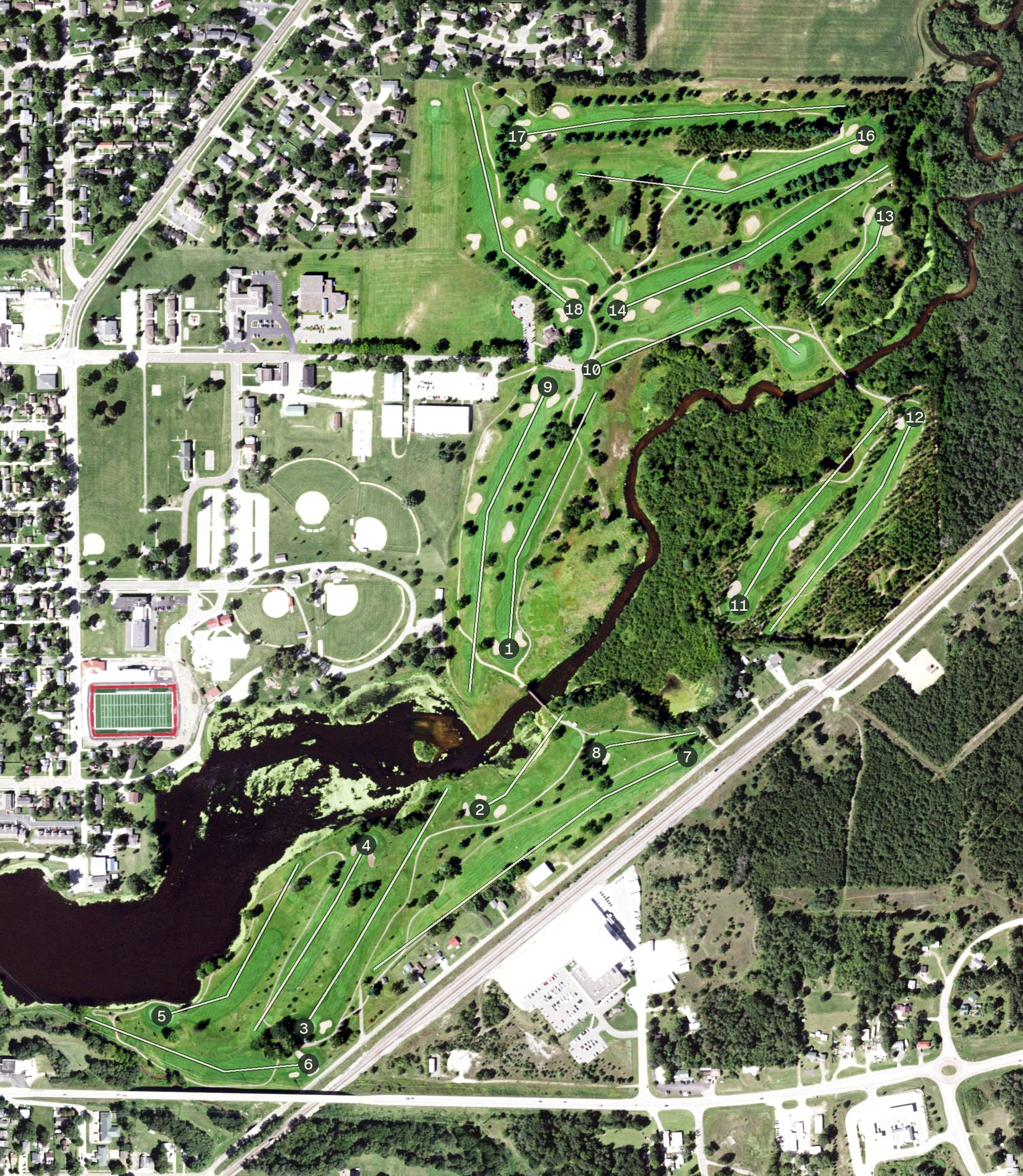 Aerial view of River Run Golf Course, WI