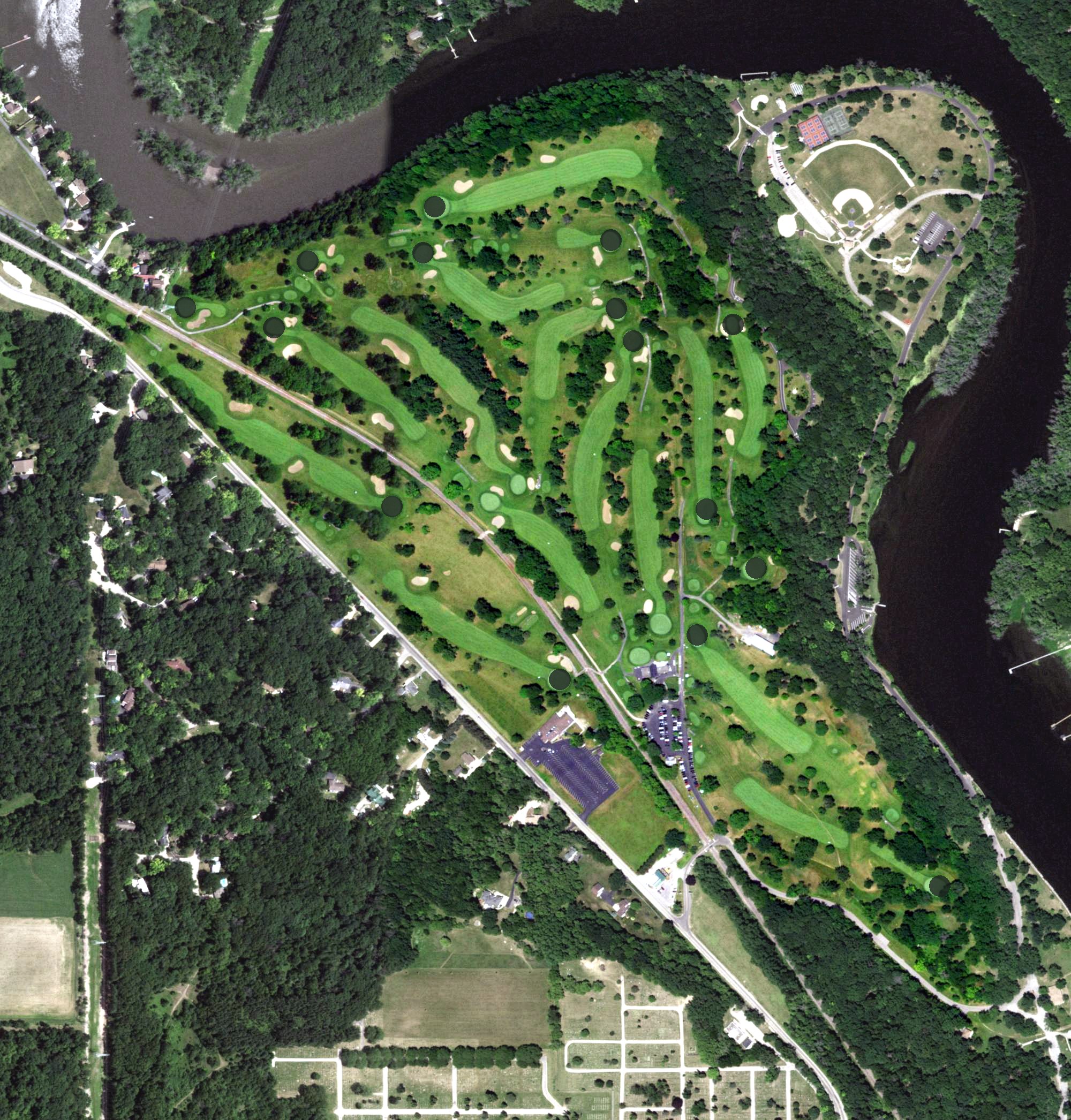 Aerial view of Riverside Golf Course, WI