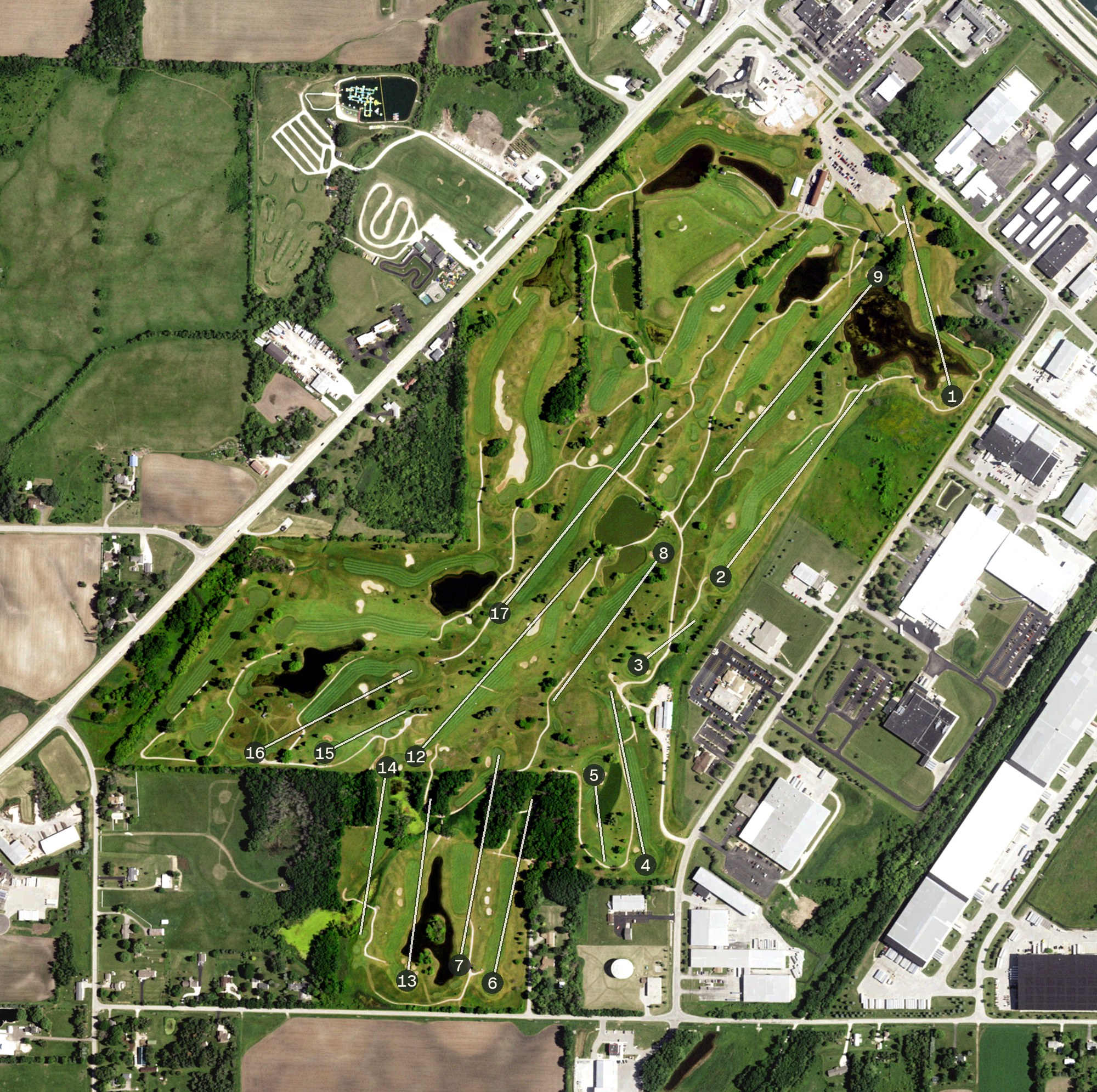 Aerial view of Rolling Meadows Golf Course, WI
