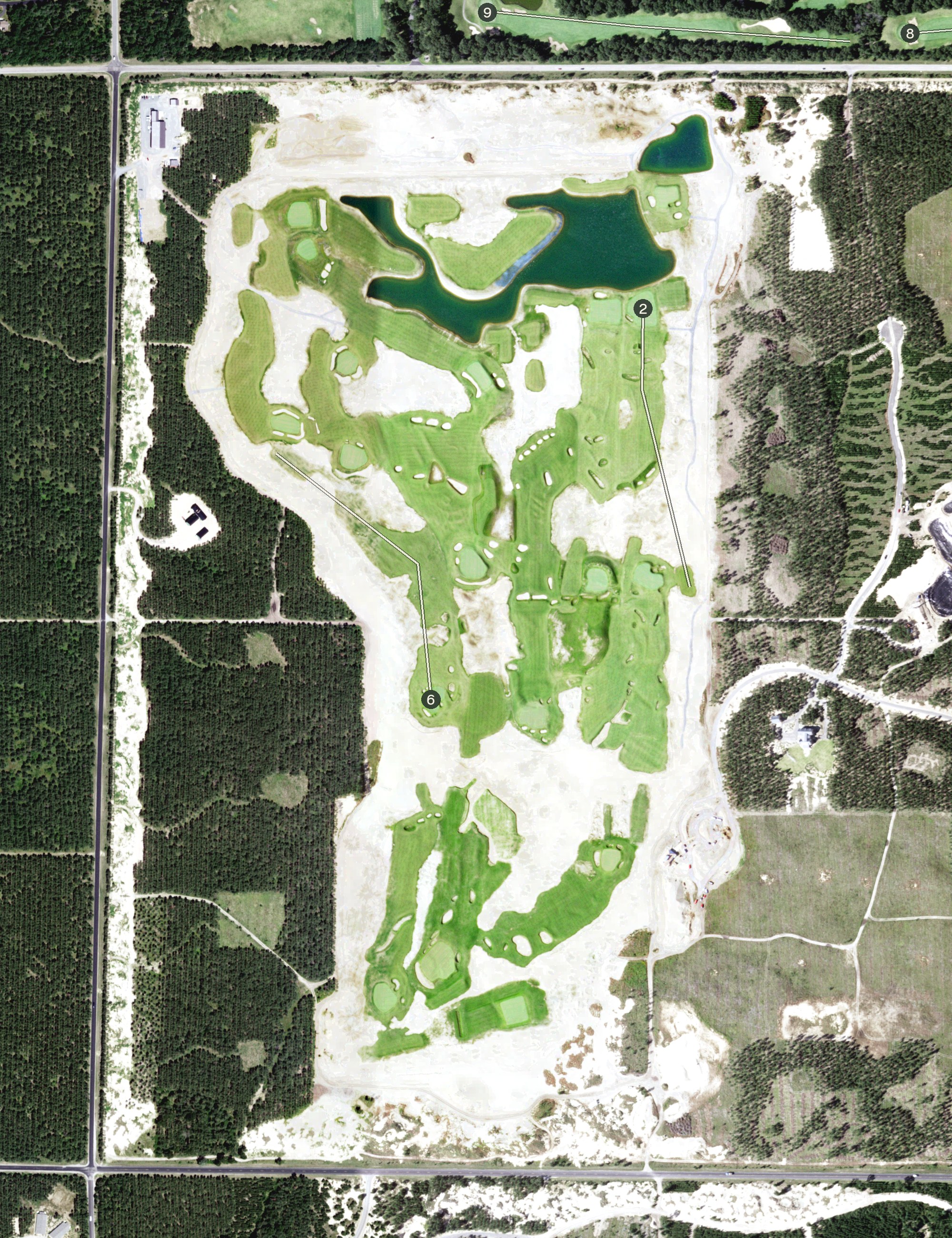 Aerial view of Sand Valley Golf Resort, WI