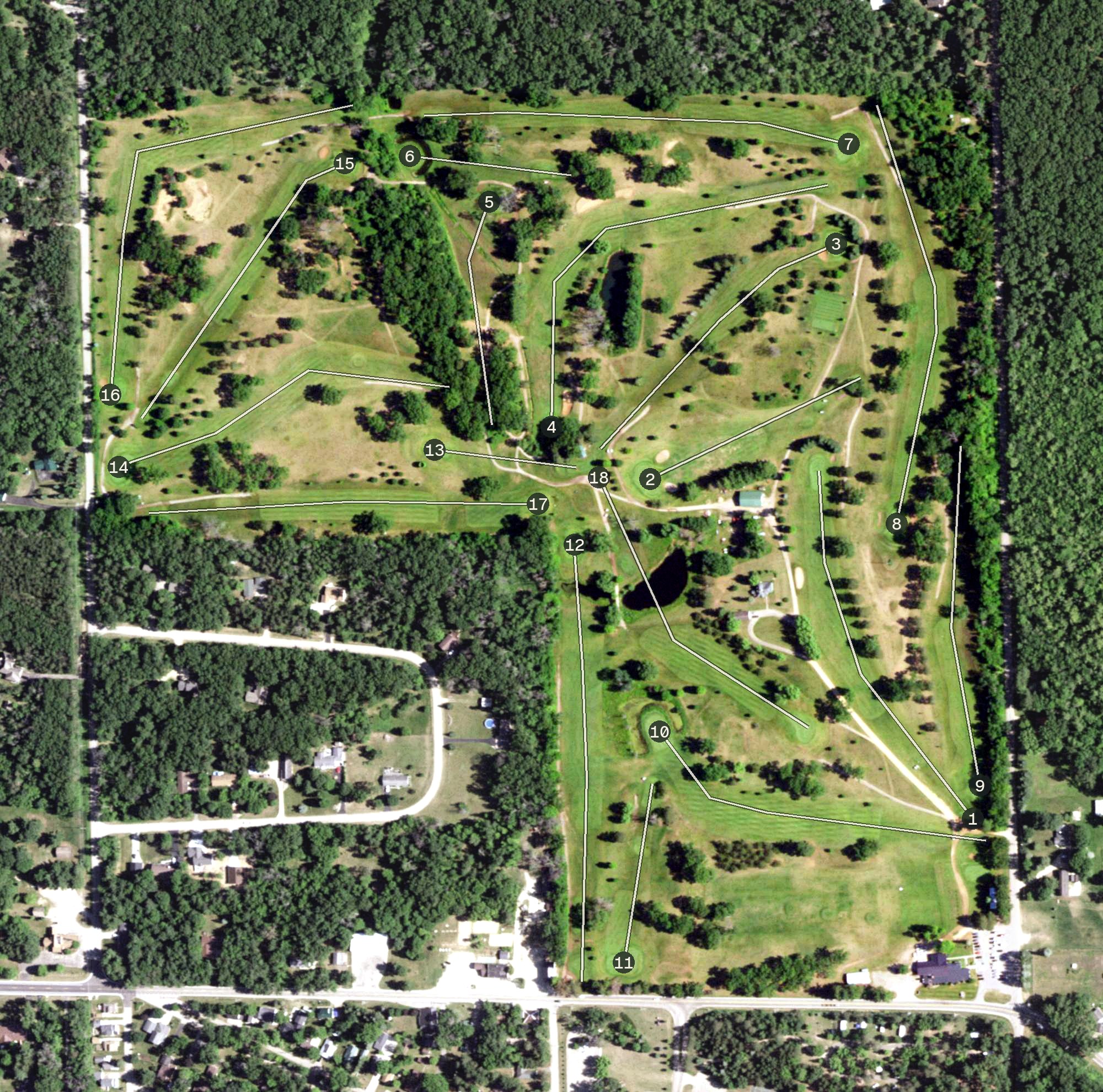 Aerial view of Shawano Lake Golf Course, WI