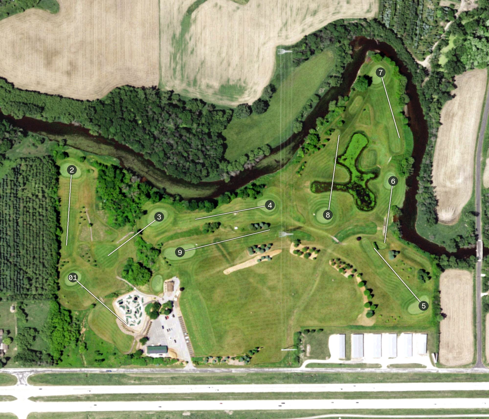 Aerial view of Sunset Hills Golf Course, WI