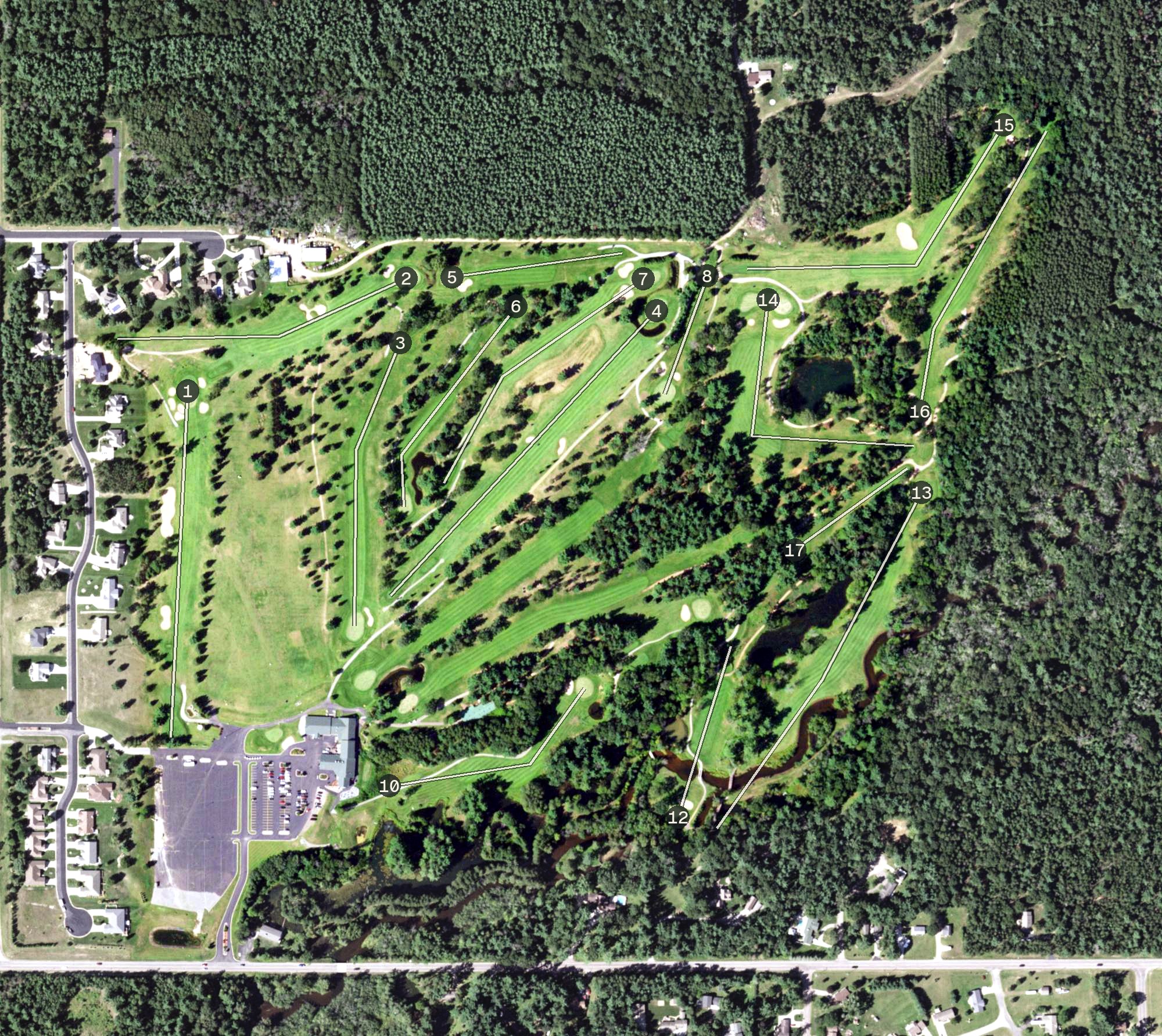 Aerial view of The Ridges Golf Course, WI