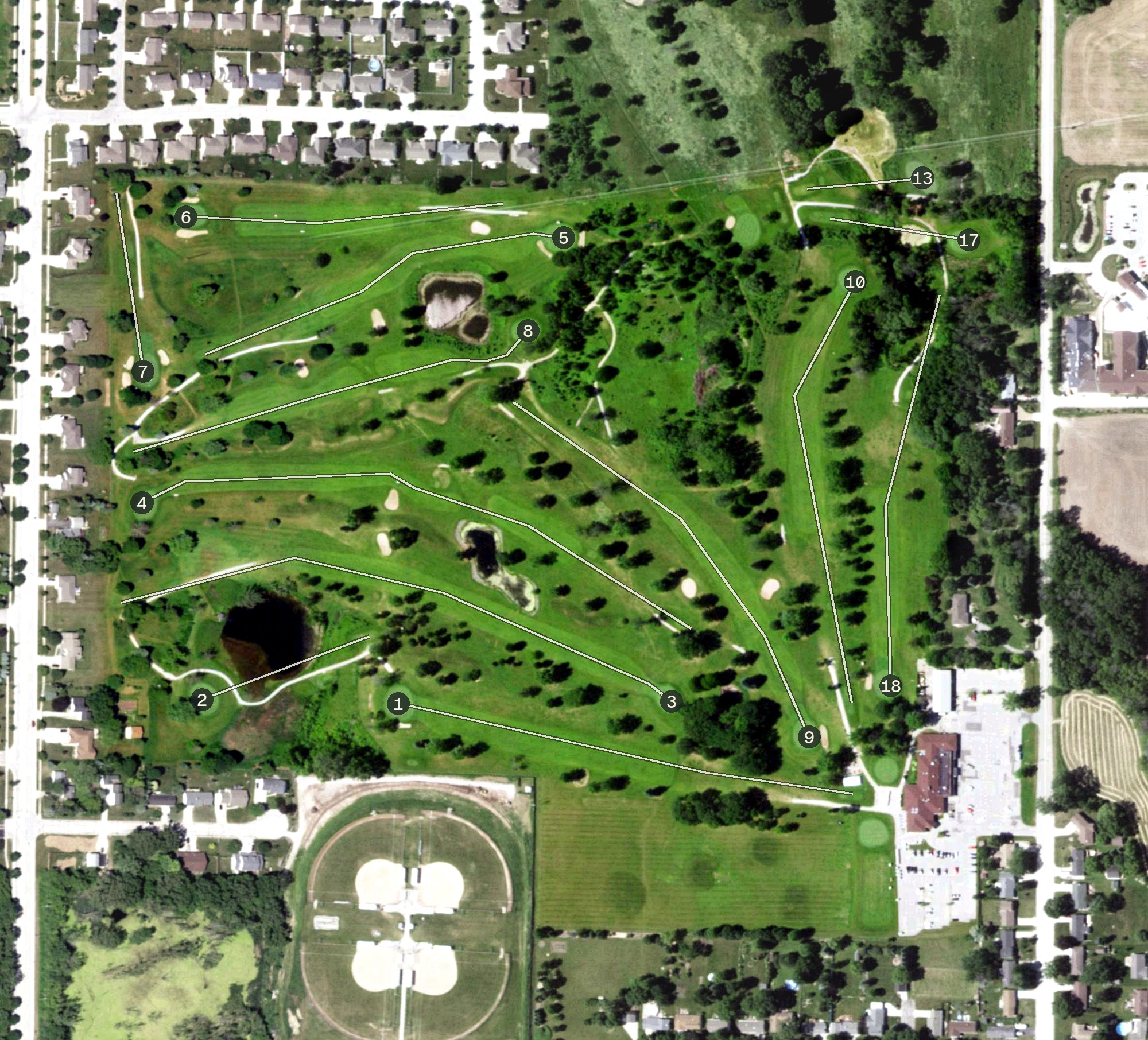 Aerial view of The Woods Golf Club, WI