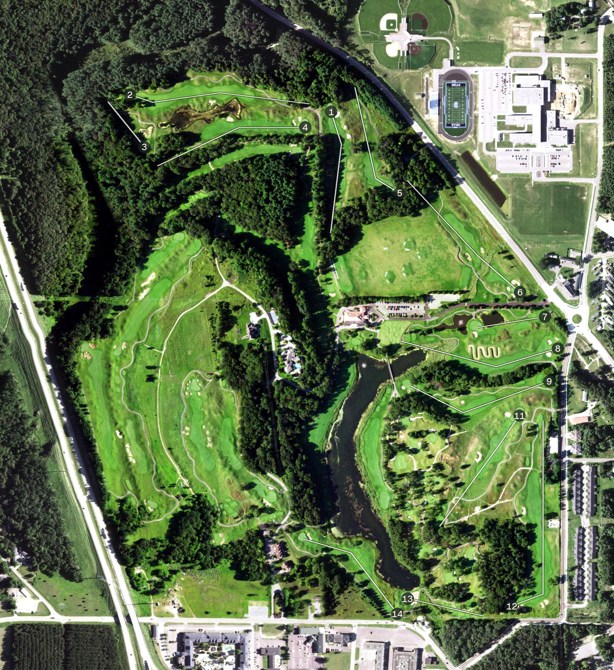Aerial view of Trappers Turn Golf Club, WI