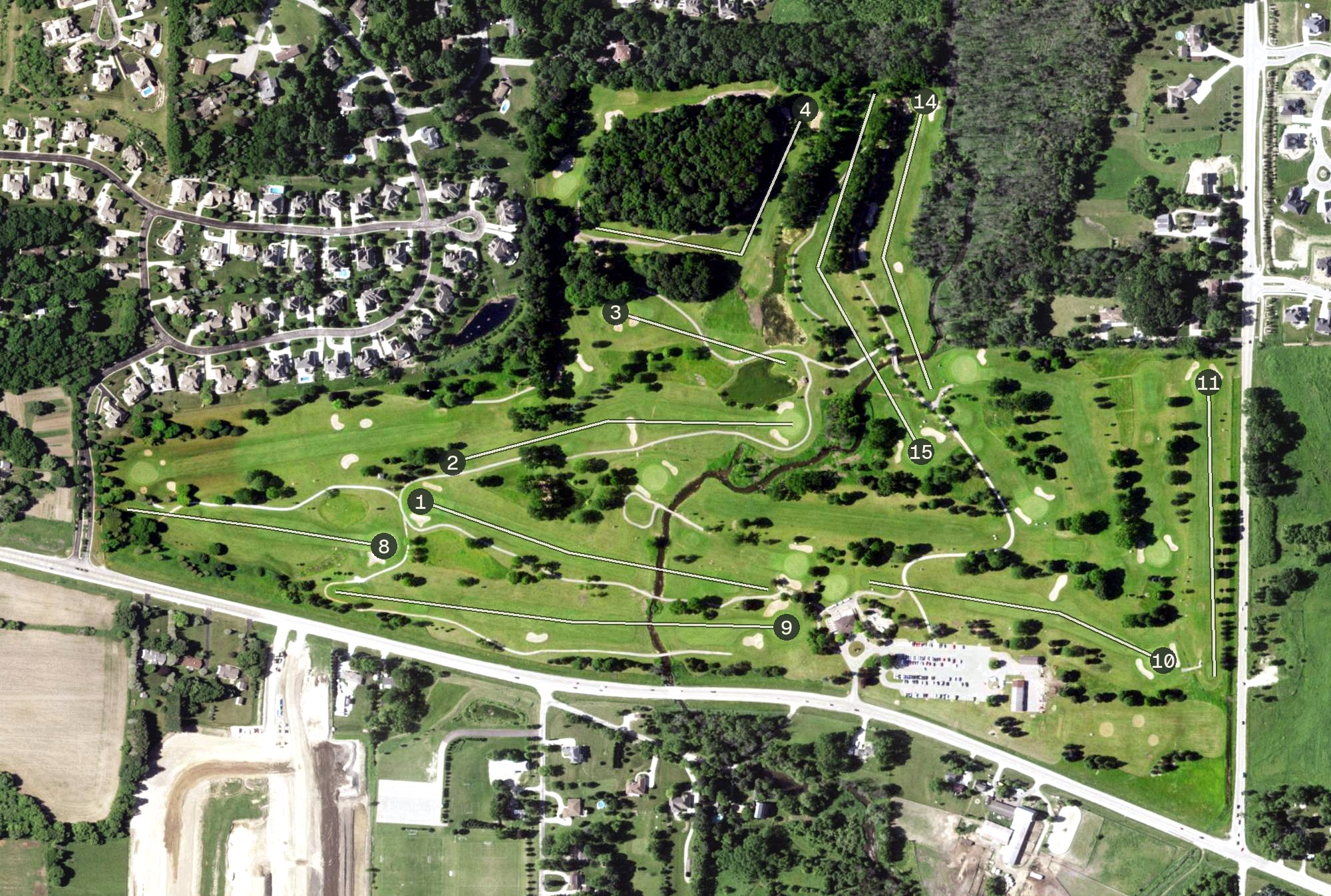 Aerial view of Wanaki Golf Course, WI